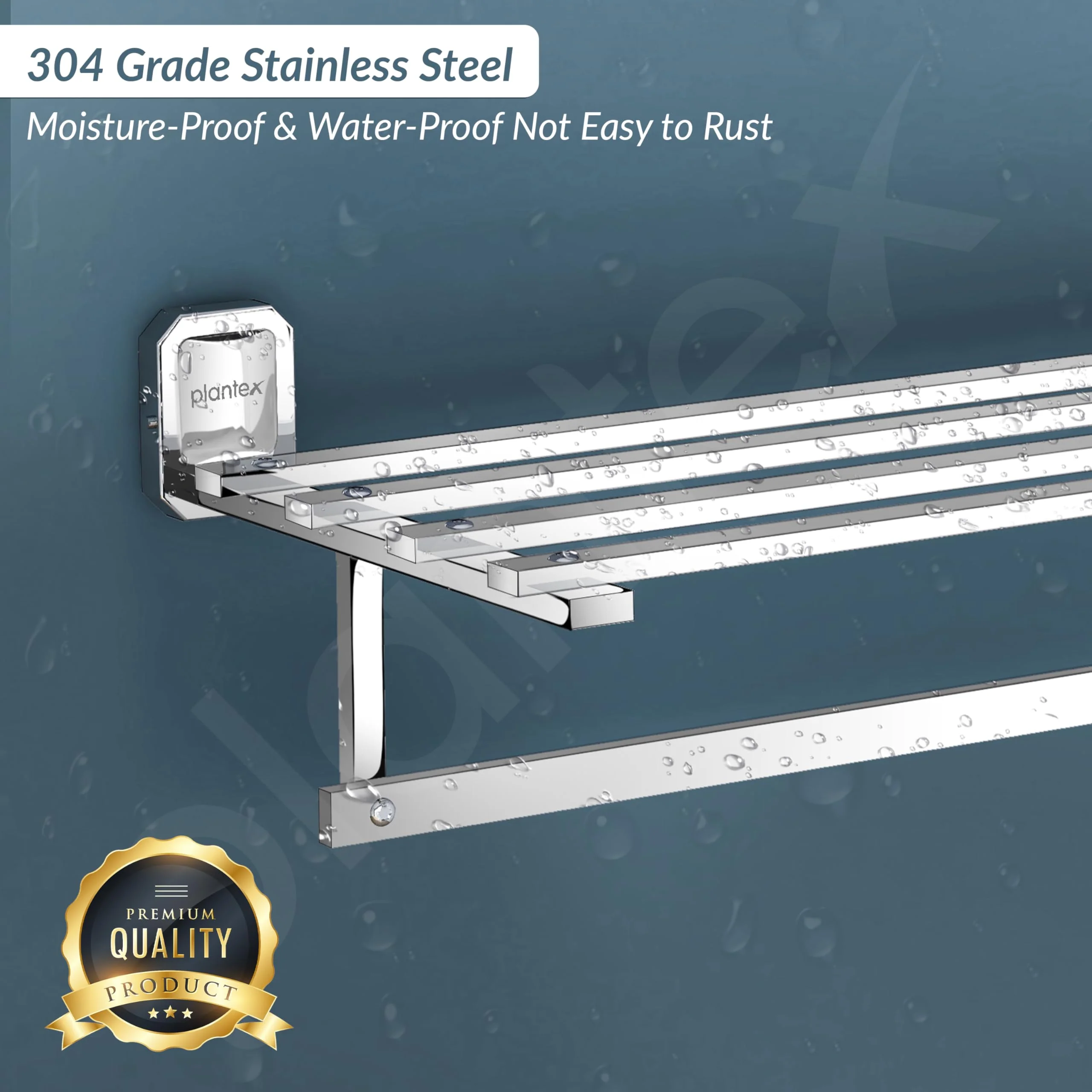 Plantex Stainless Steel 304 Grade Bathroom Towel Holder/Towel Rack/Cloth Hanger/Towel Bar/Bathroom Accessories (24-inch) Chrome - Image 4