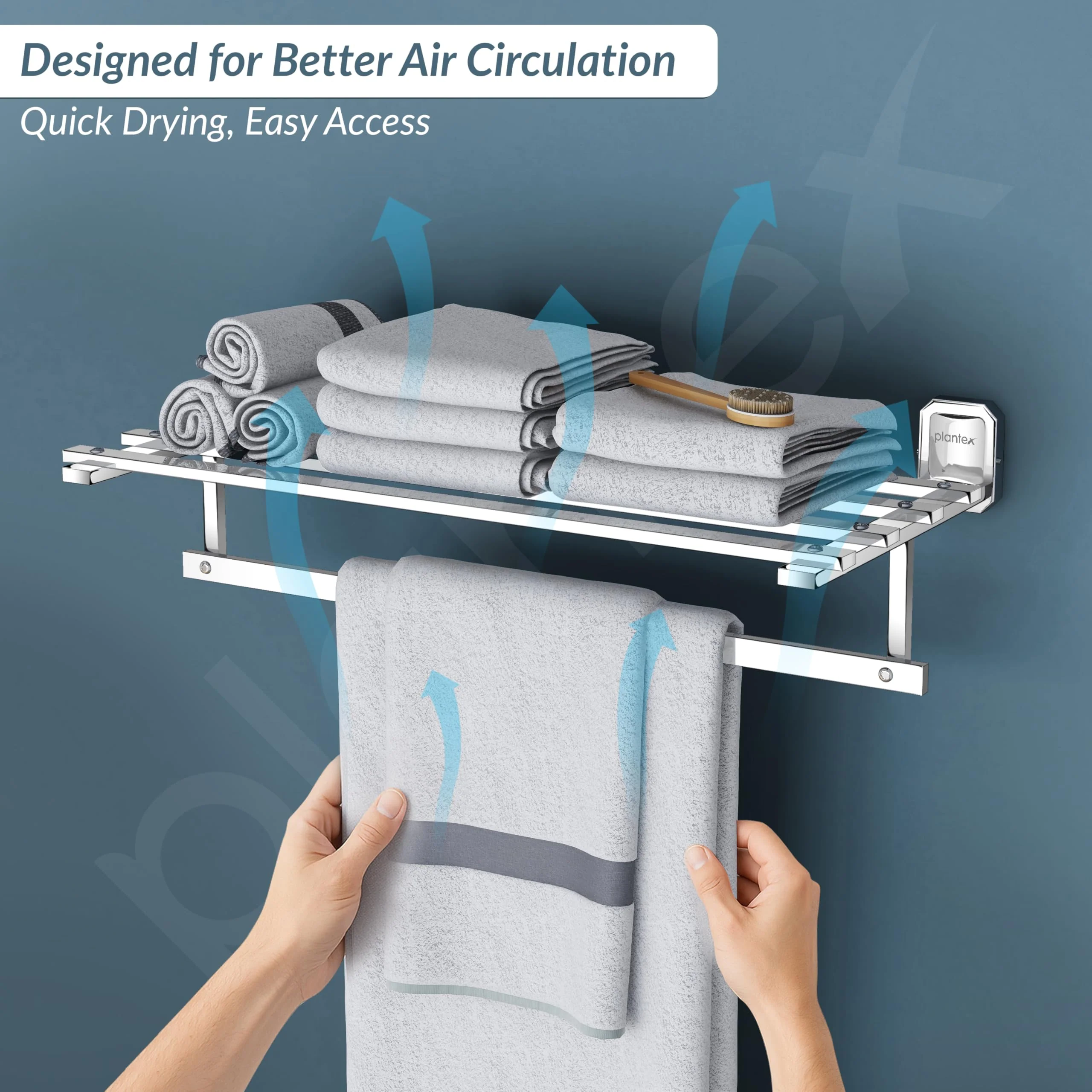 Plantex Stainless Steel 304 Grade Bathroom Towel Holder/Towel Rack/Cloth Hanger/Towel Bar/Bathroom Accessories (24-inch) Chrome - Image 7