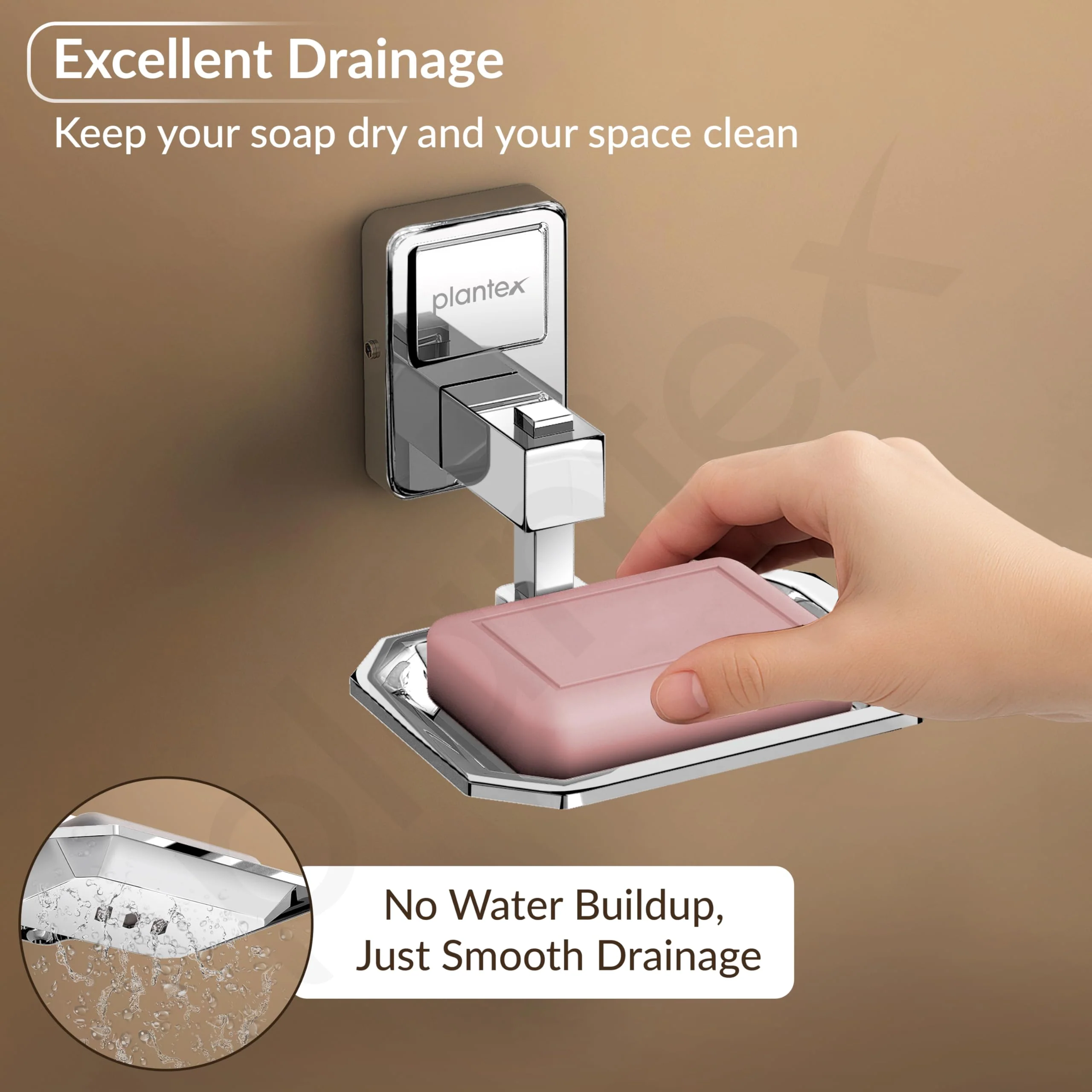 Plantex 304 Grade Stainless Steel Wall Mounted Soap Holder for Bathroom/Soap Dish Stand/Soap Case/Bathroom Accessories - Darcy (Chrome) - Image 6