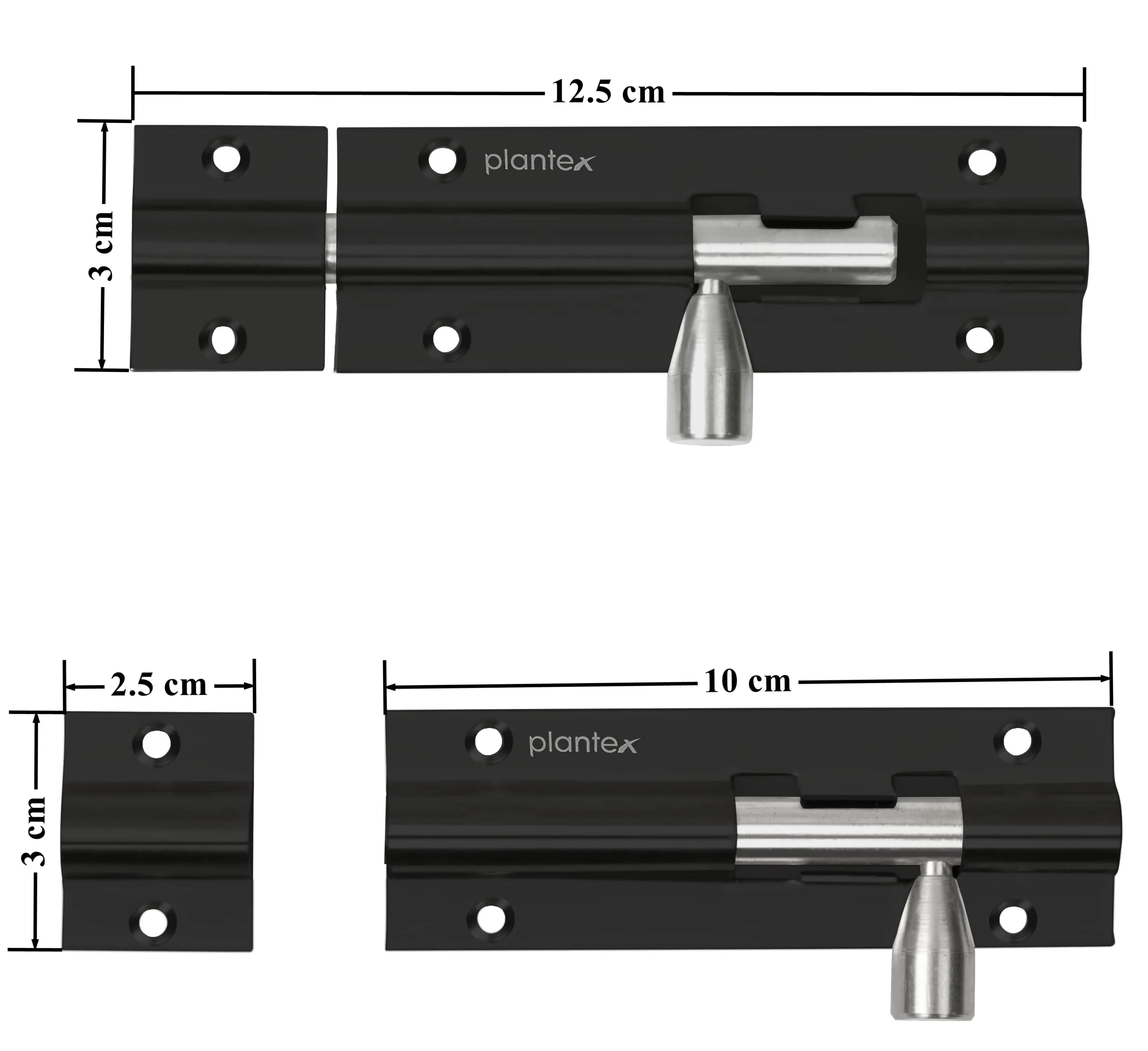 Plantex Stainless Steel 4 inch Tower Bolt/Tower Bolt for Home,Offices Doors and Windows/Tower Bolt for Main Door/Door Latch/Kundi/Chitakini/Door Latch for Windows (Black Finish, Pack of 4) - Image 3