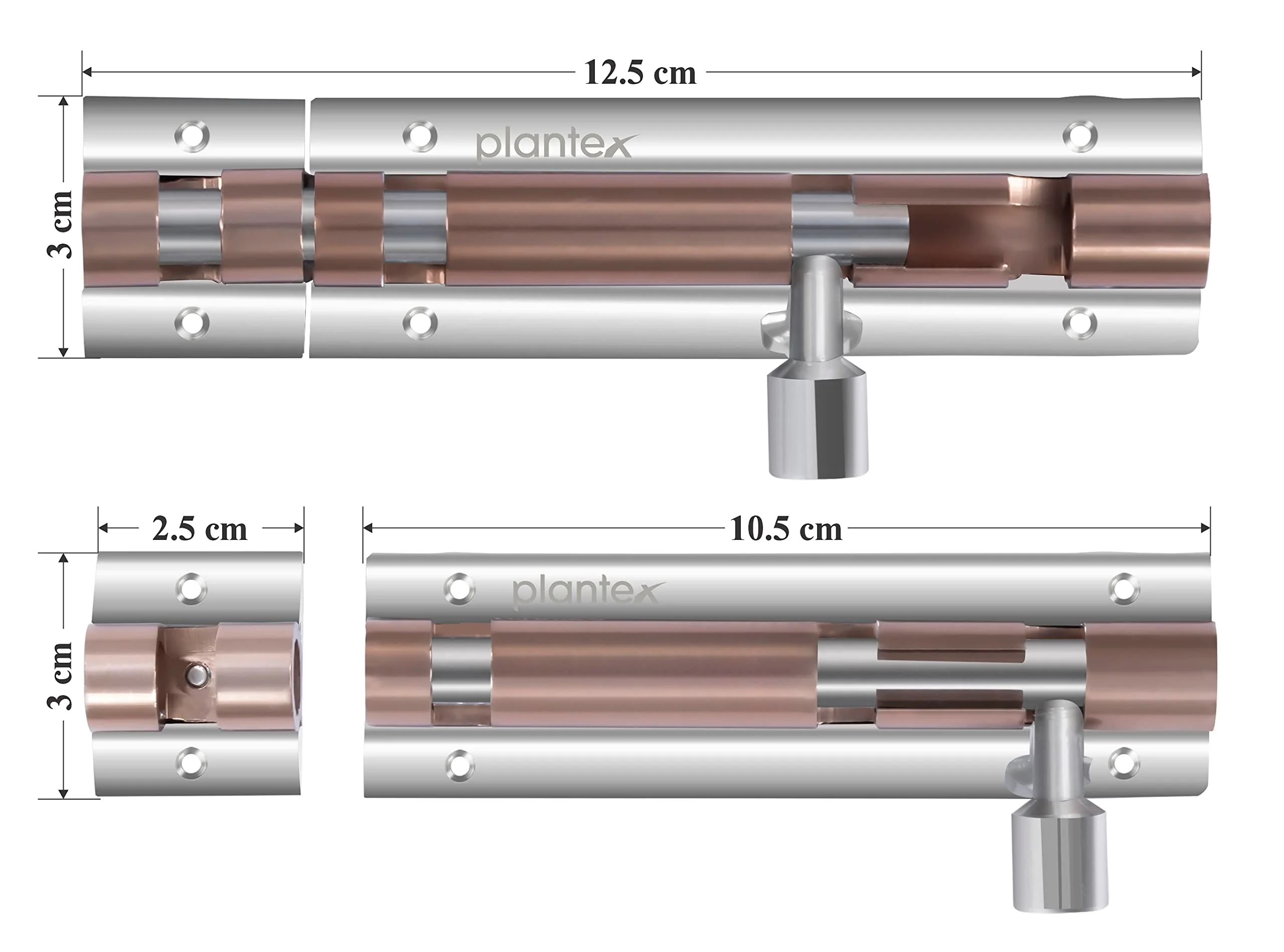 Plantex Stainless Steel 4 inch Tower Bolt/Tower Bolt for Home,Offices Doors and Windows/Tower Bolt for Main Door/Door Latch/Kundi/Chitakini/Door Latch for Windows (Rose Gold Finish, Pack of 1) - Image 3