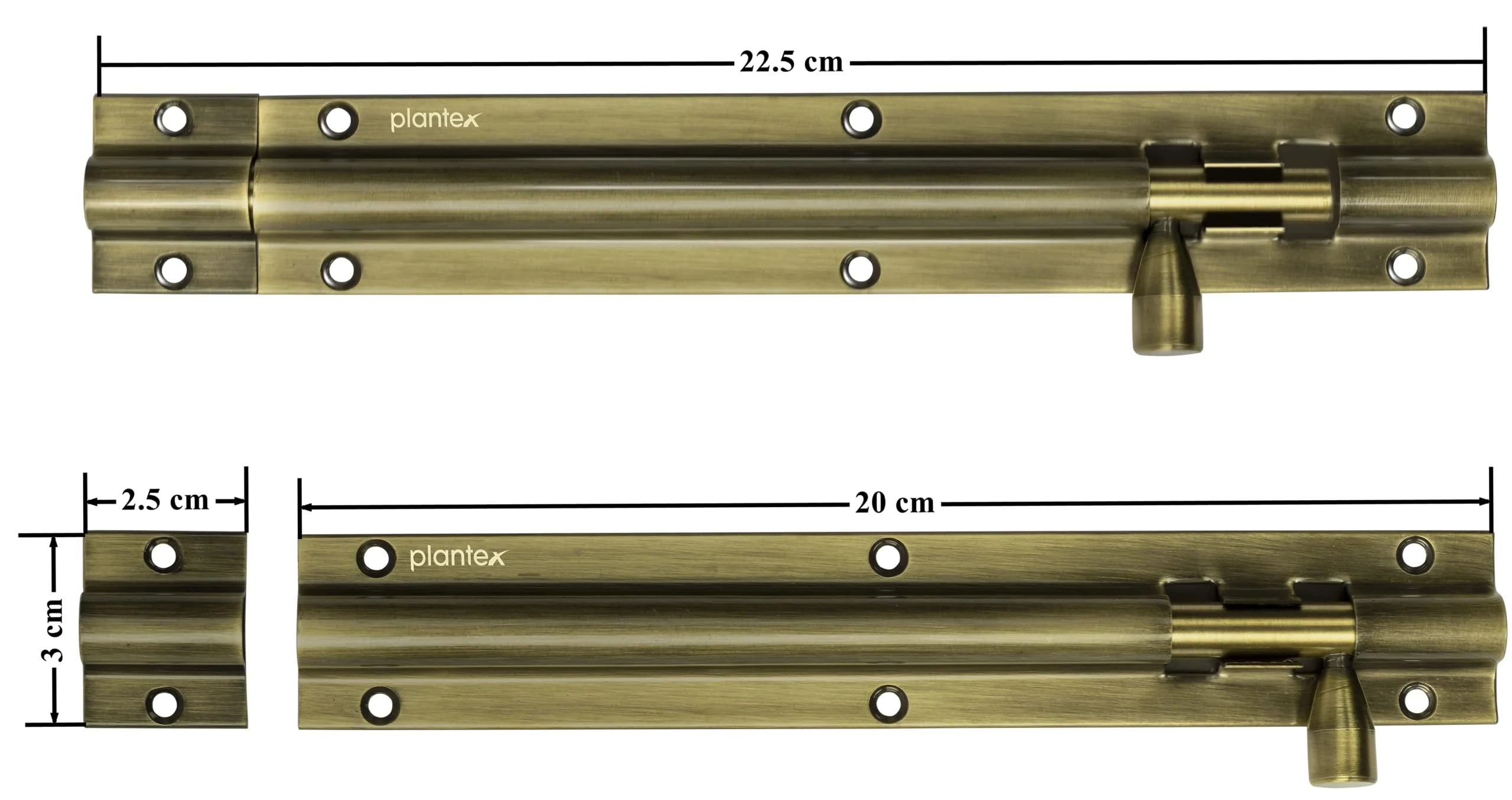 Plantex Stainless Steel 8-inch Tower Bolt/Tower Bolt for Home,Offices Doors and Windows/Tower Bolt for Main Door/Wardrobe Door Latch/Kundi/Chitakini/Door Latch for Windows (Brass Finish, Pack of 2) - Image 3