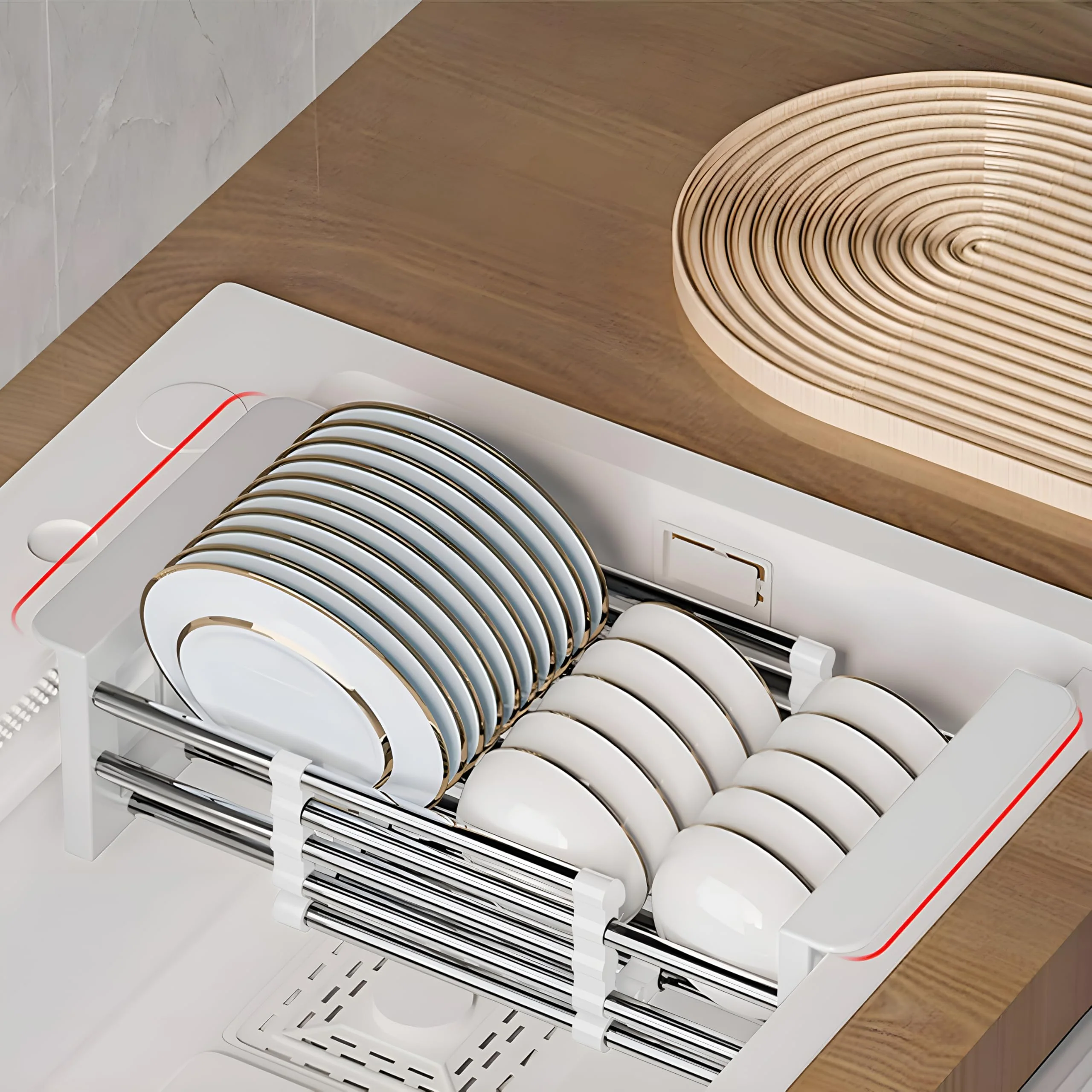 Plantex Stainless Steel & ABS Plastic Sink Drainer Basket/Sink Basket with Adjustable Armrest Kitchen Rack/Vegetable & Fruits Washing Organizer/Sink Utensils Drainer Stand - Pack of 1 (White) - Image 5