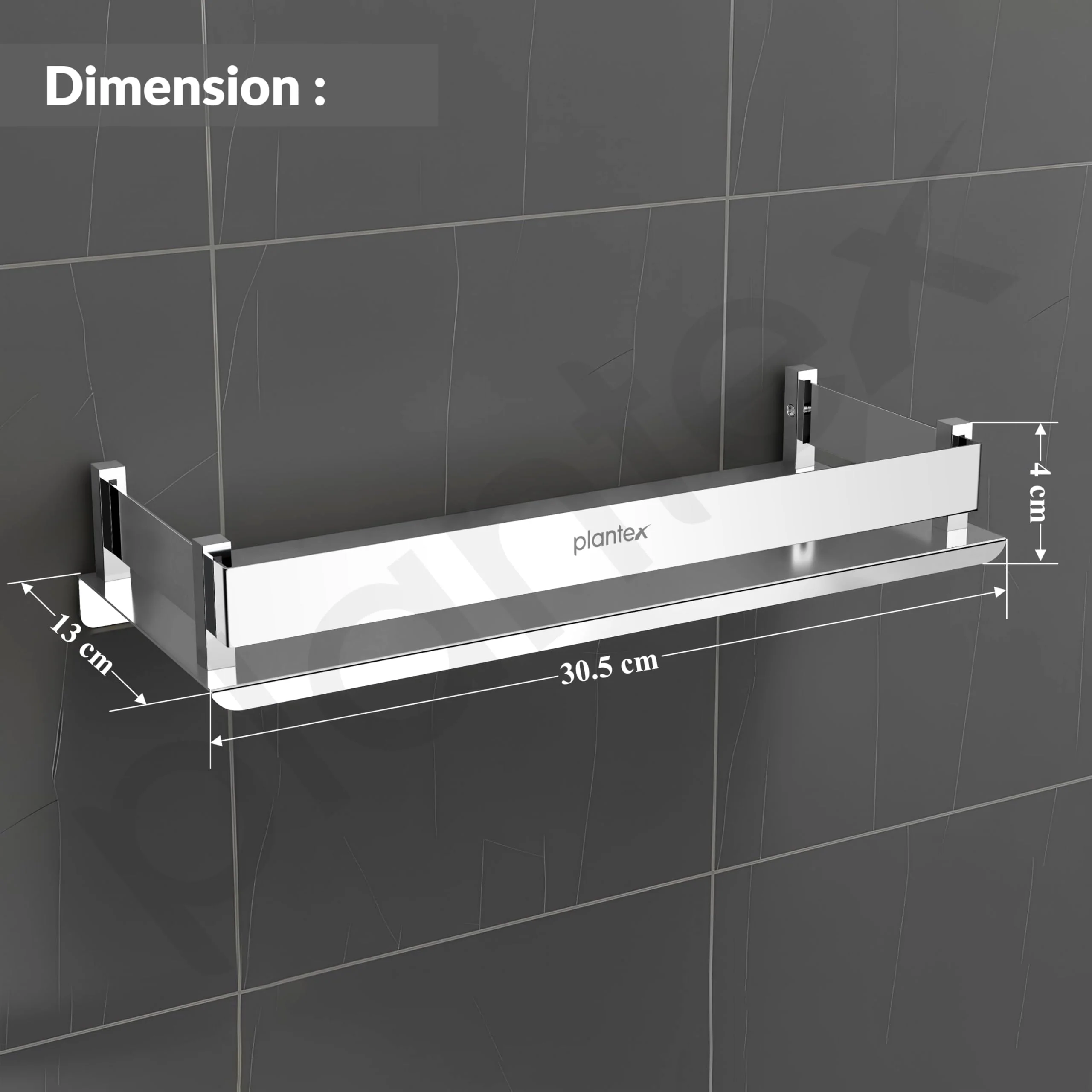 Plantex Stainless Steel Bathroom Shelf Rack/Bathroom Organizer/Wall Shelf for Bathroom Accessories Set/Kitchen Stand/Kitchen Shelves & Racks - Chrome (12x5 Inch) - Image 4