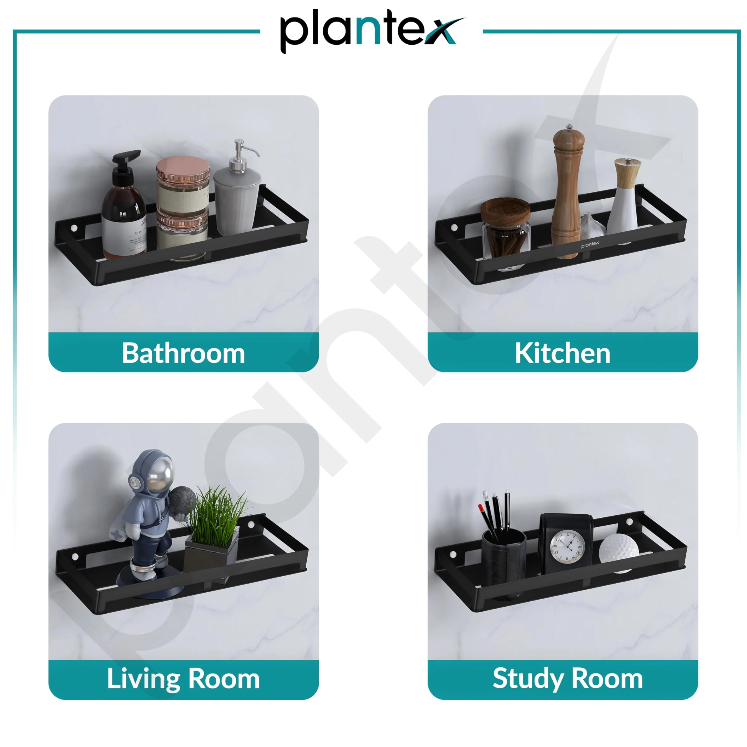 Plantex Stainless Steel Bathroom Shelf/Shelf for Bathroom/Multipurpose Storage Rack/15x5 inch Shelf for Kitchen/Home/Office/Hotel - Pack of 1 (Black) - Image 4