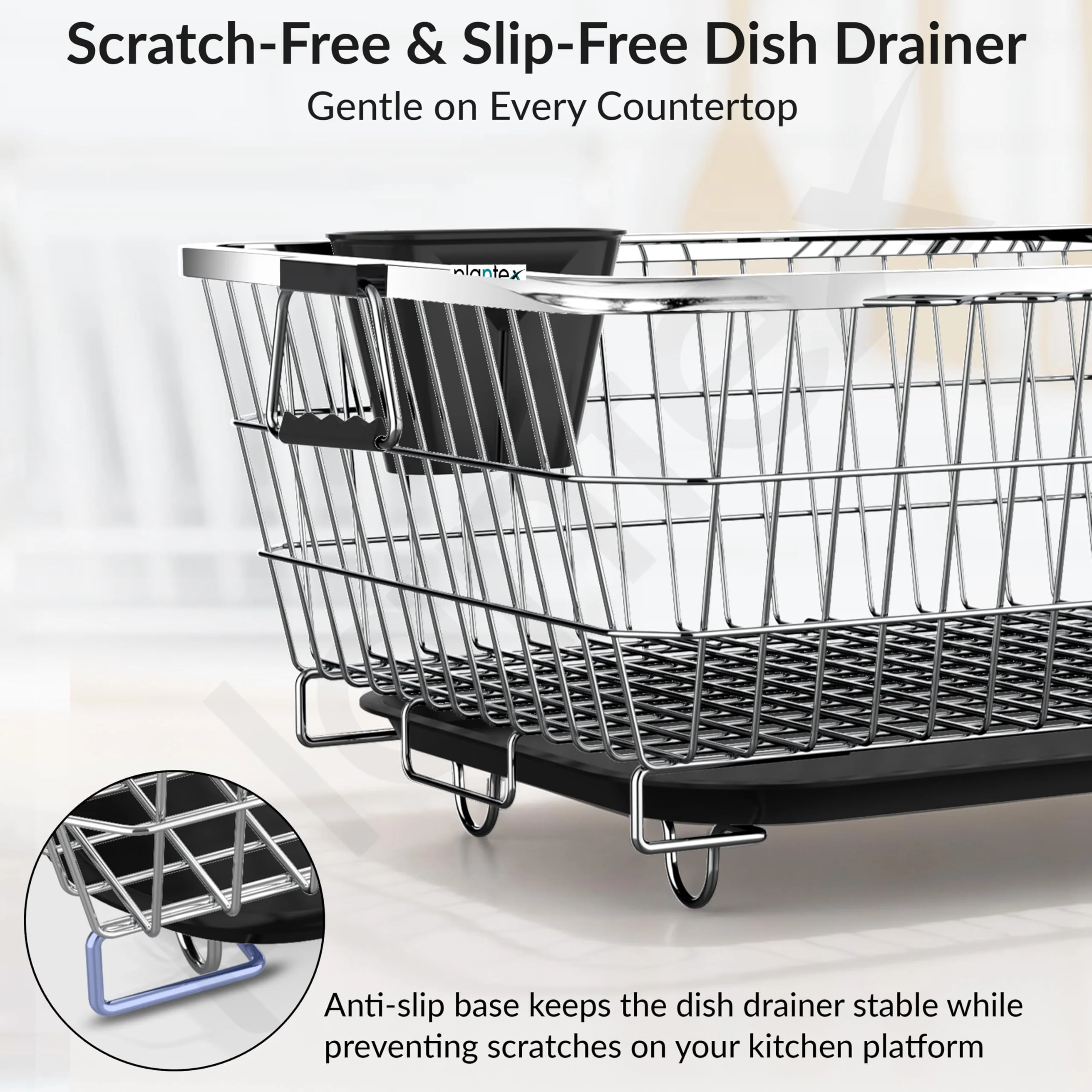 Plantex Stainless Steel Dish Drainer Basket for Kitchen Utensils/Dish Drying Rack with Drainer/Bartan Basket/Plate Stand (Size-54 x 40 x 24 cm/Chrome Finish) - Image 6