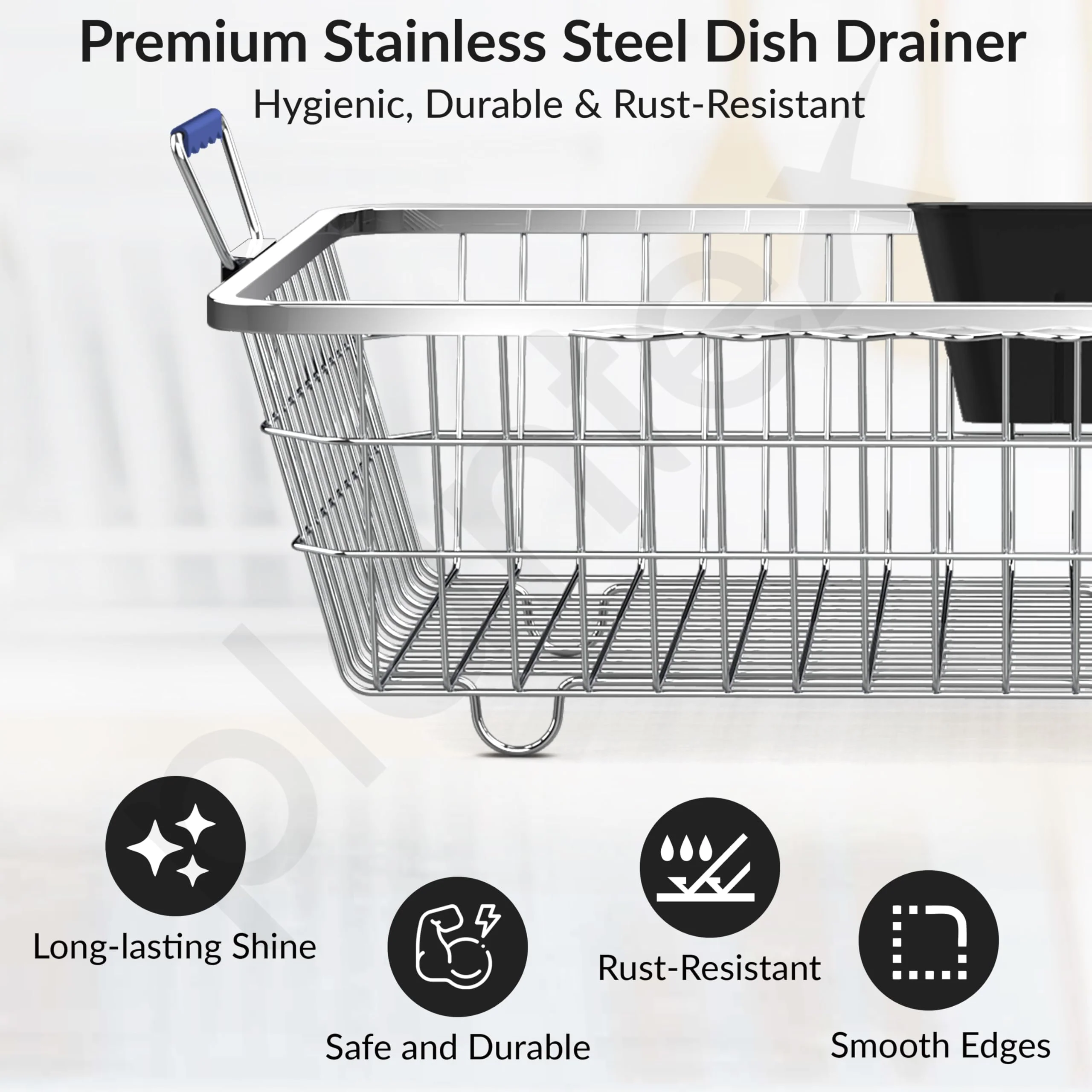 Plantex Stainless-Steel Dish Drainer Basket/Steel Utensils Drainer/After Wash Utensils Rack/Utensil Drying Rack for Kitchen/Dish Drying Rack/Plate Stand (Small Size-48x37x20cm) - Image 2