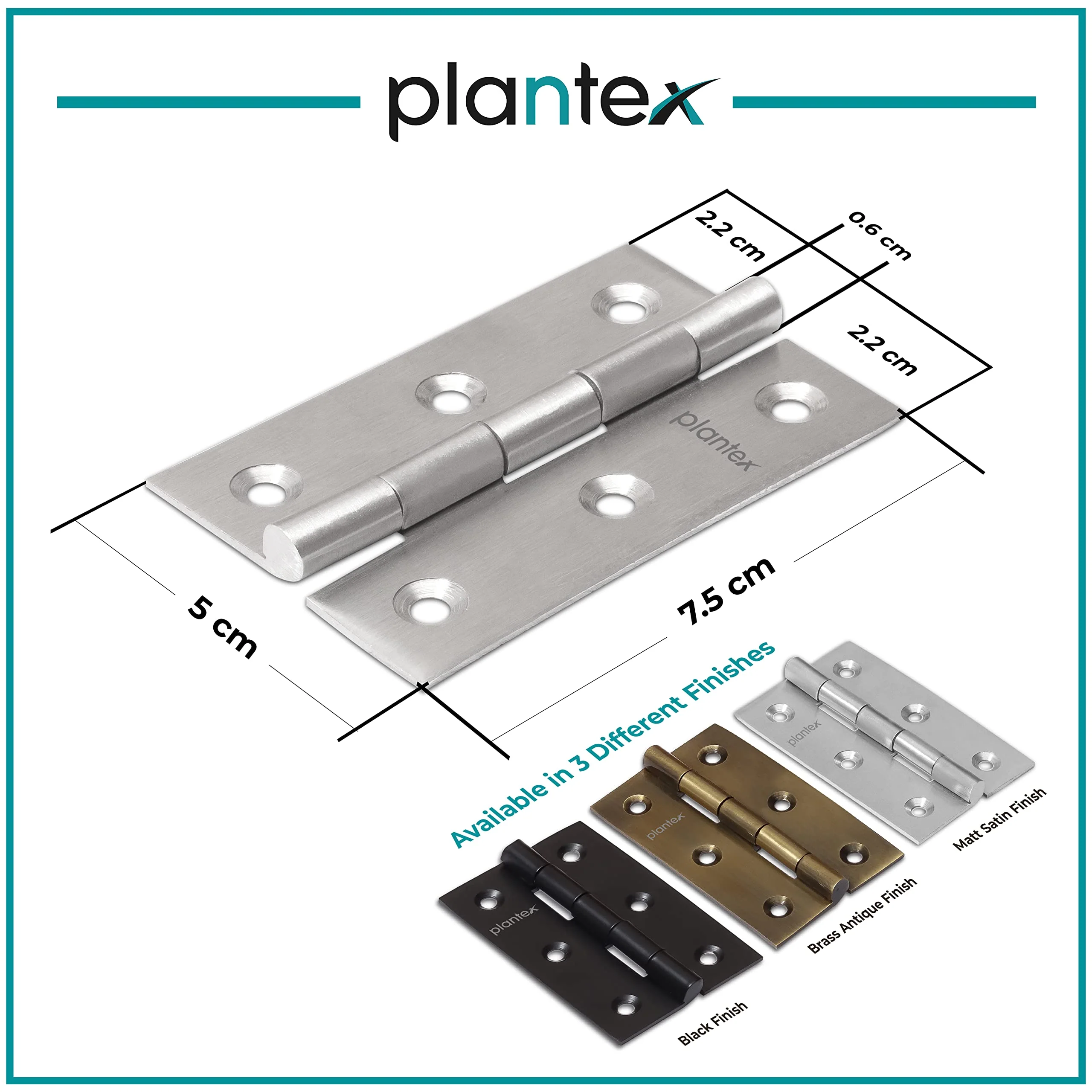 Plantex Stainless Steel Door Hinges 3 inch x 16 Gauge/1.5 mm Thickness Home/Office/Hotel for Main Door/Wooden/Bedroom/Kitchen/Kabza - Pack of 3 (Satin Matt) - Image 4