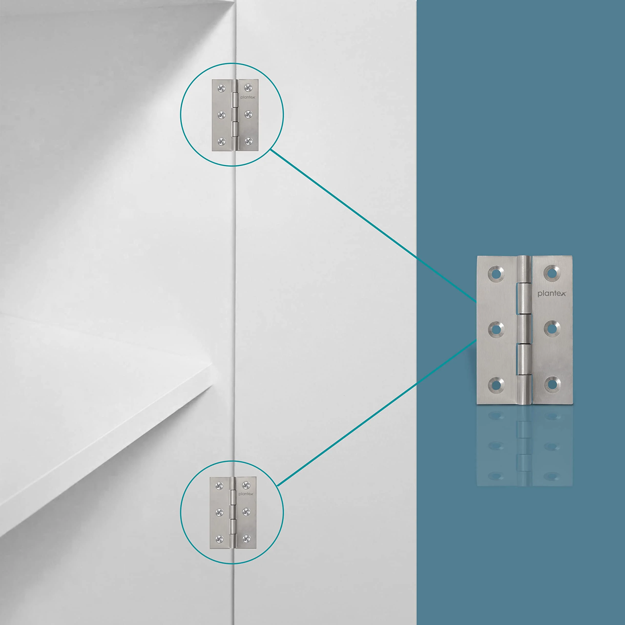 Plantex Stainless Steel Door Hinges 3 inch x 16 Gauge/1.5 mm Thickness Home/Office/Hotel for Main Door/Wooden/Bedroom/Kitchen/Kabza - Pack of 3 (Satin Matt) - Image 5
