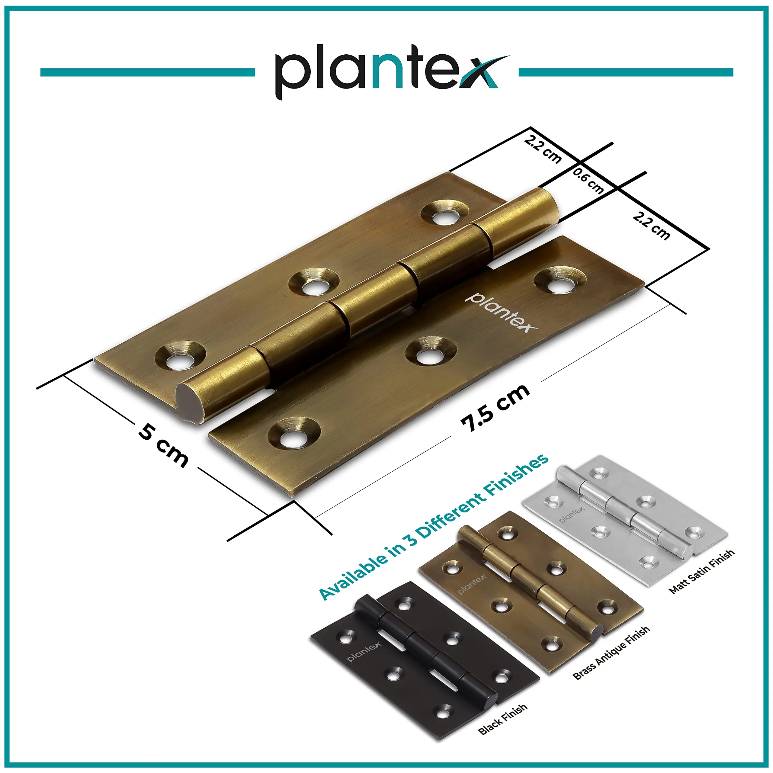 Plantex Stainless Steel Door Hinges 3 inch x 16 Gauge/1.5 mm Thickness Home/Office/Hotel/Hinges for Main Door/Soft Movement Door Hinge/Kabza - Pack of 12 (Brass Antique) - Image 3