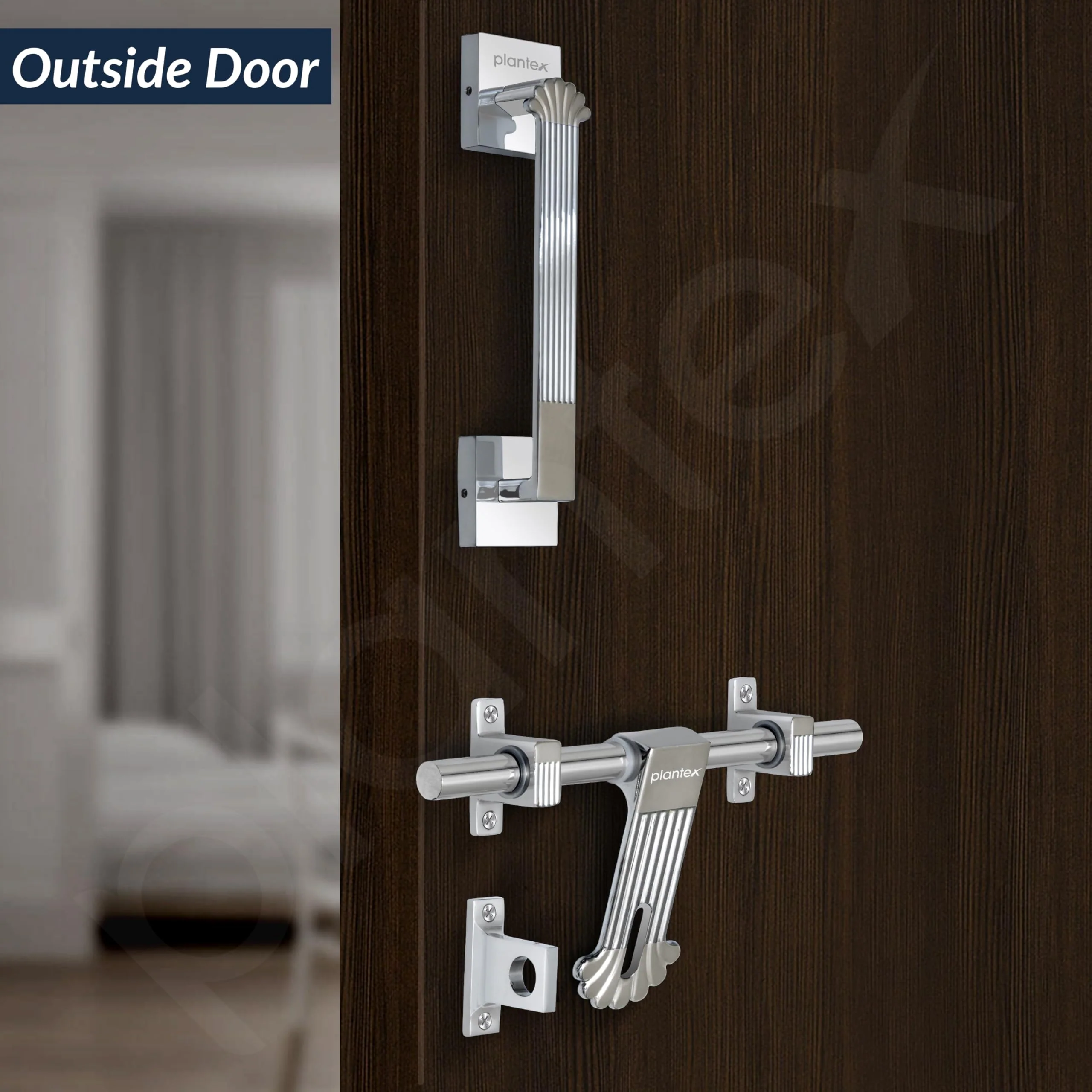 Plantex Stainless Steel Door Kit for Single Door/Door Accessories (10-inch Al-Drop,8-inch Latch,2 Handles of 8 and 7 Inch,7-inch Tower Bolt and 4-inch Door Stopper- (Chrome & Satin) - Image 6