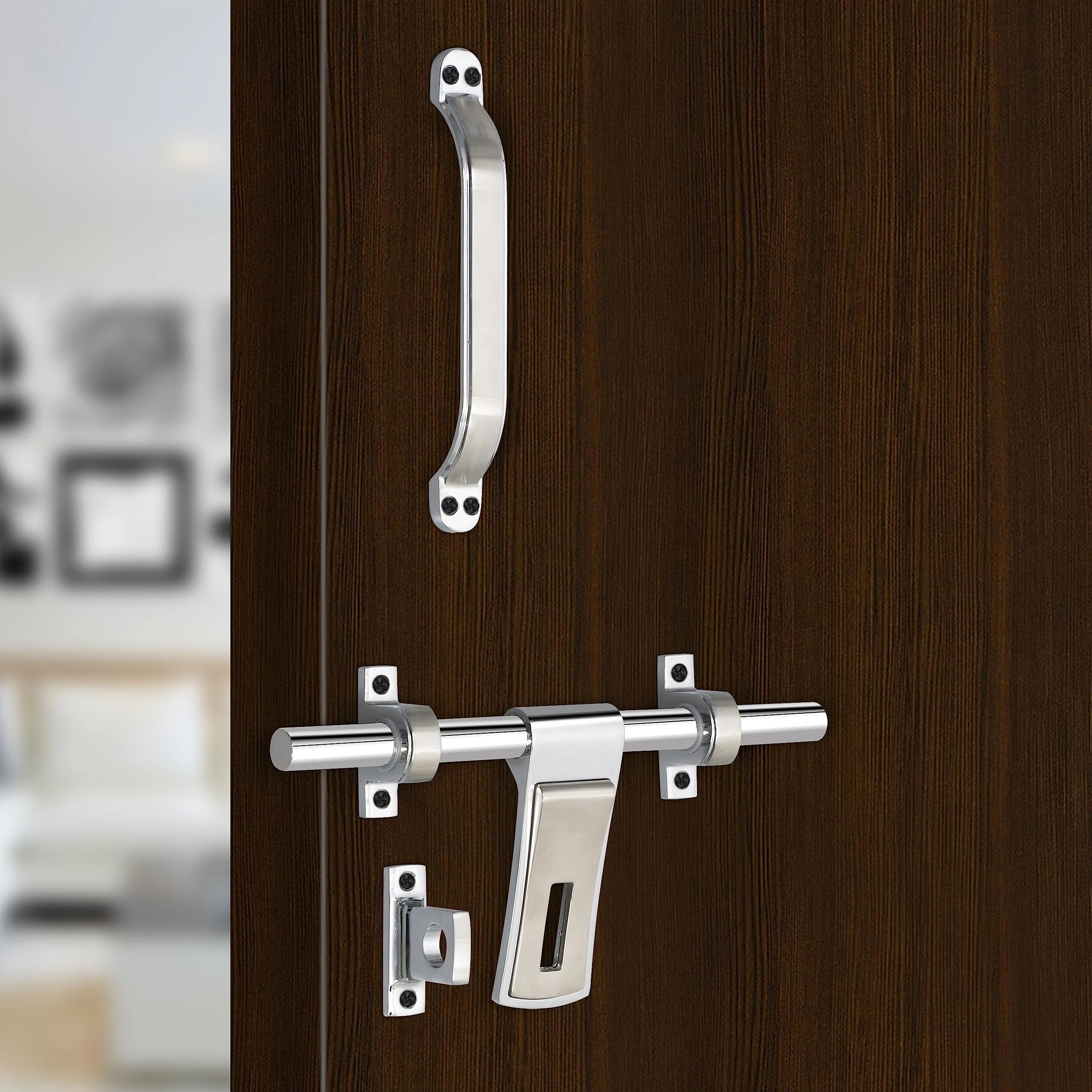 Plantex Stainless Steel Door Kit for Single Door/Door Hardware/Door Accessories (10 inch Al-Drop,8 inch Latch, 7 inch 2 Handles,7 inch Tower Bolt and 4 inch Door Stopper) - (DMAL-02-Combi) - Image 5