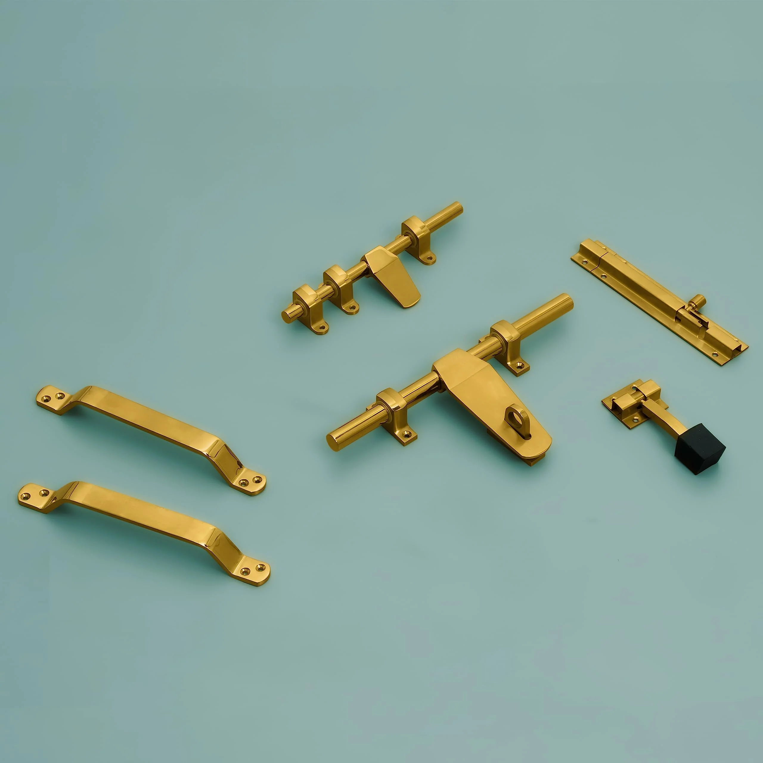 Plantex Stainless Steel Door Kit for Single Door/Door Hardware/Door Accessories (10 inch Al-Drop,8 inch Latch, 8 inch 2 Handles,7 inch Tower Bolt and 4 inch Door Stopper) - (DK-07-PVD Gold) - Image 2