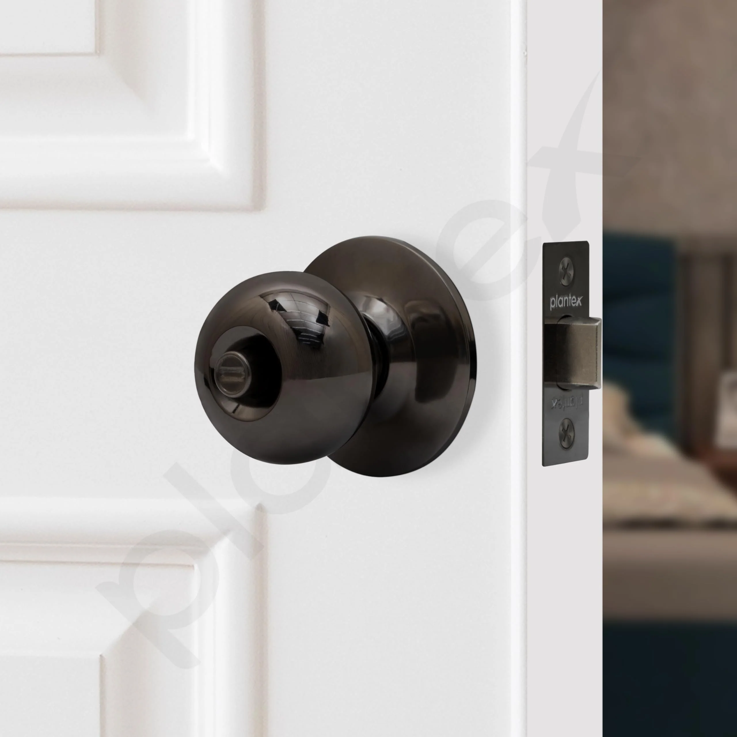 Plantex Stainless Steel Door Lock - Cylindrical Door Lock With 3 Keys/Tubular Door Knob/Lock For Main Door/Bedroom (Glossy Black) - Image 6