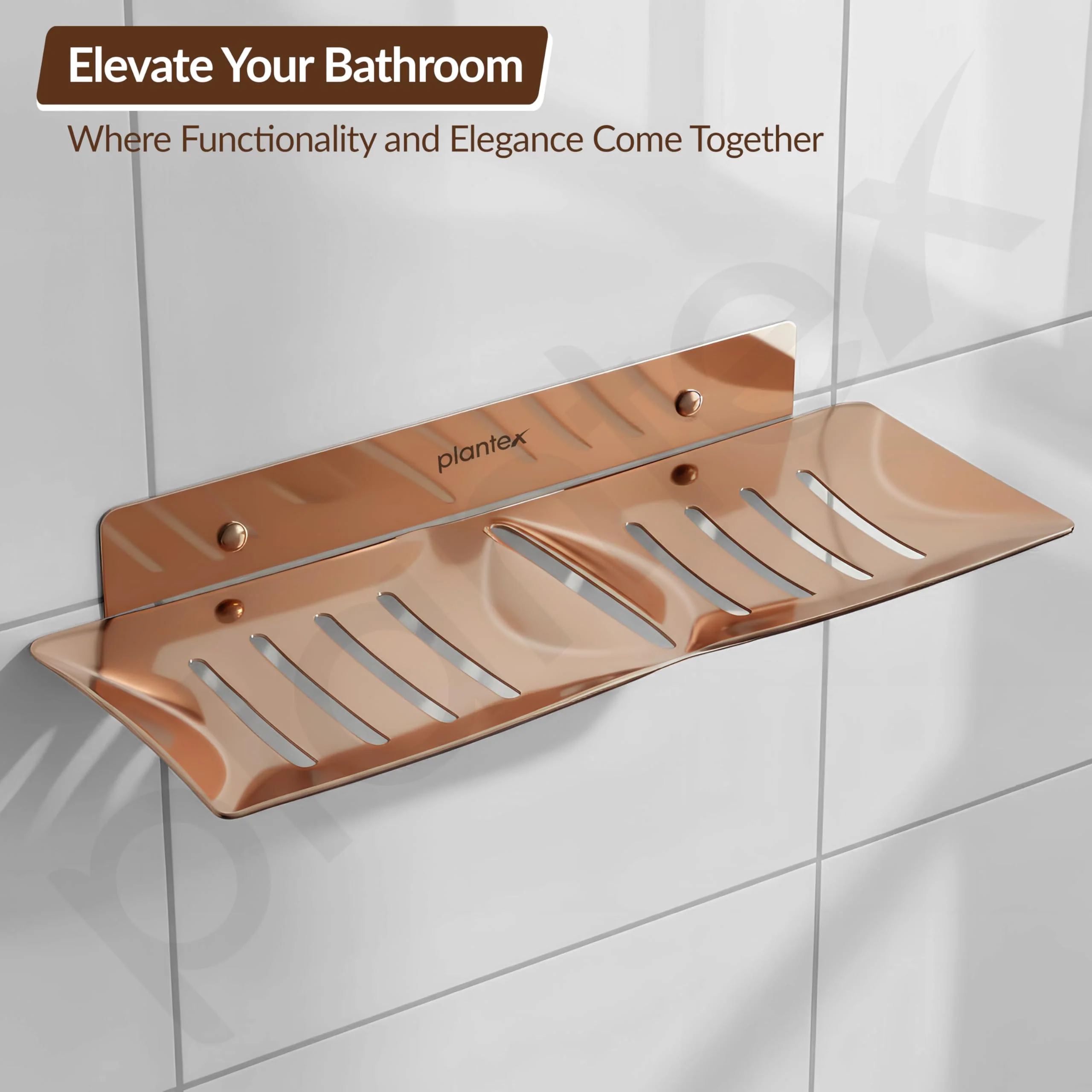 Plantex Stainless Steel Double Soap Dish/Stand/Holder/Tray for Bathroom and Kitchen/Bathroom Accessories - Wall Mount (Rose Gold) - Image 6