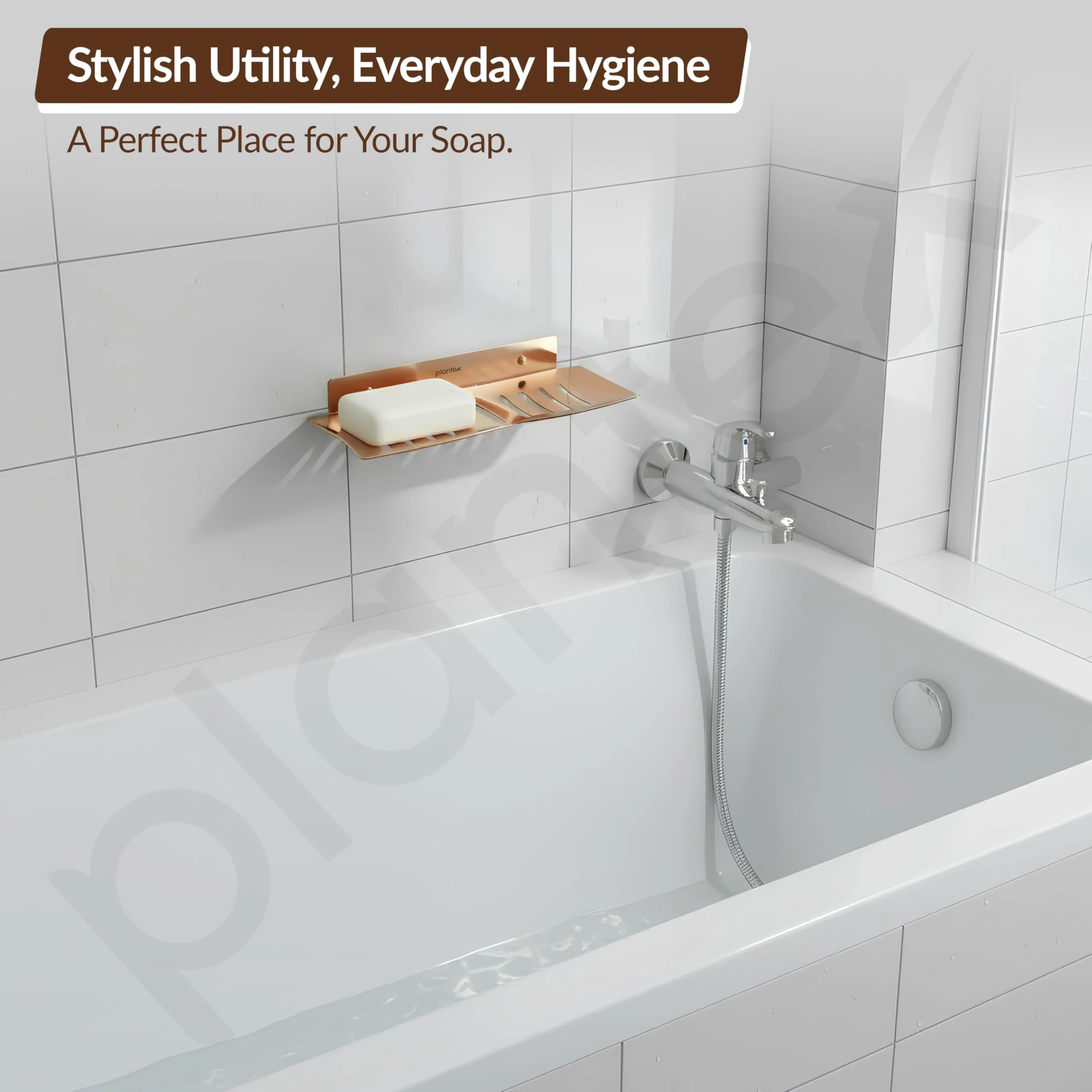 Plantex Stainless Steel Double Soap Dish/Stand/Holder/Tray for Bathroom and Kitchen/Bathroom Accessories - Wall Mount (Rose Gold) - Image 7