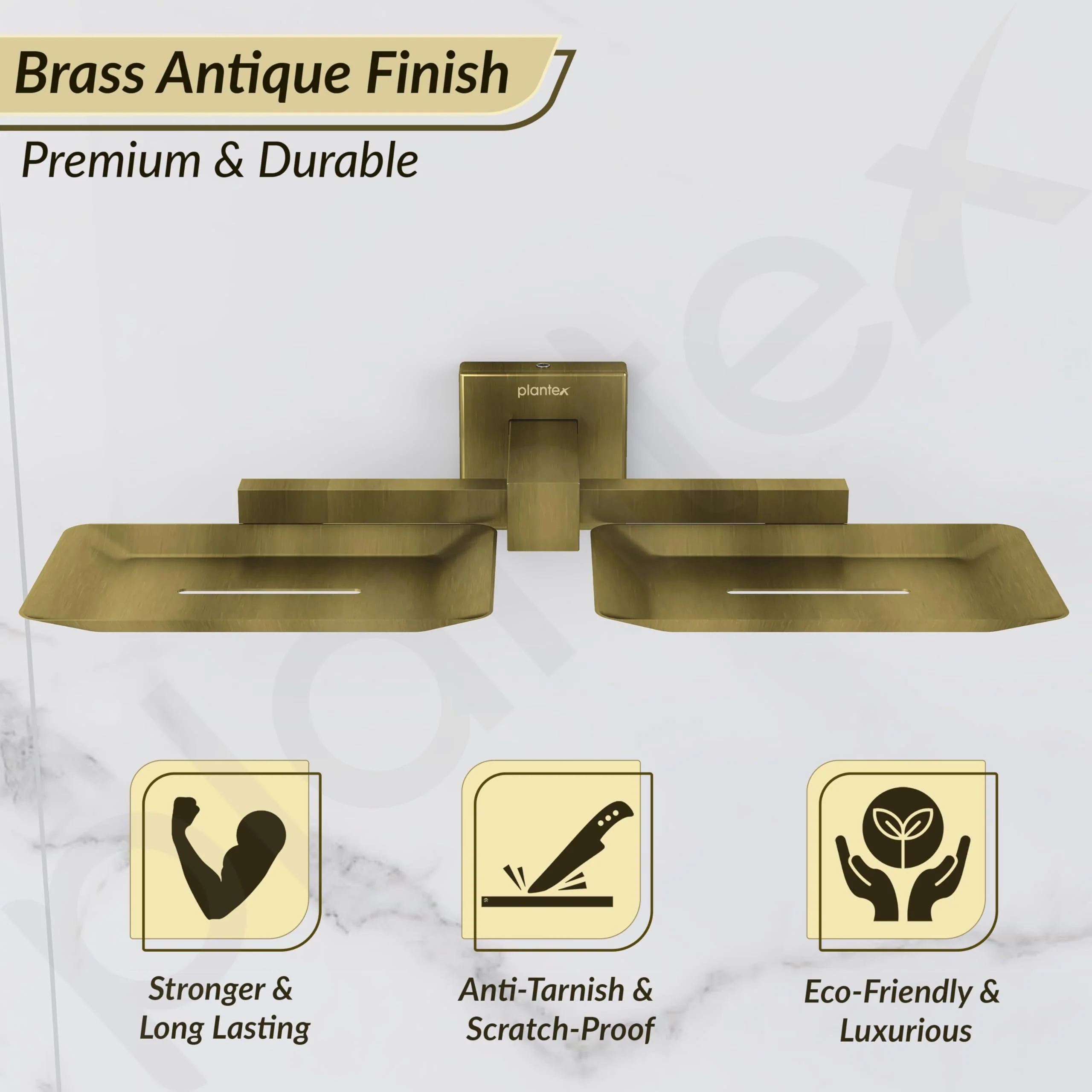 Plantex Stainless Steel Double Soap Holder for Bathroom/Soap Case/Dual Soap Dish/Soap Storage/Bathroom Accessories - Pack of 1, Aqua (Brass Antique) - Image 5