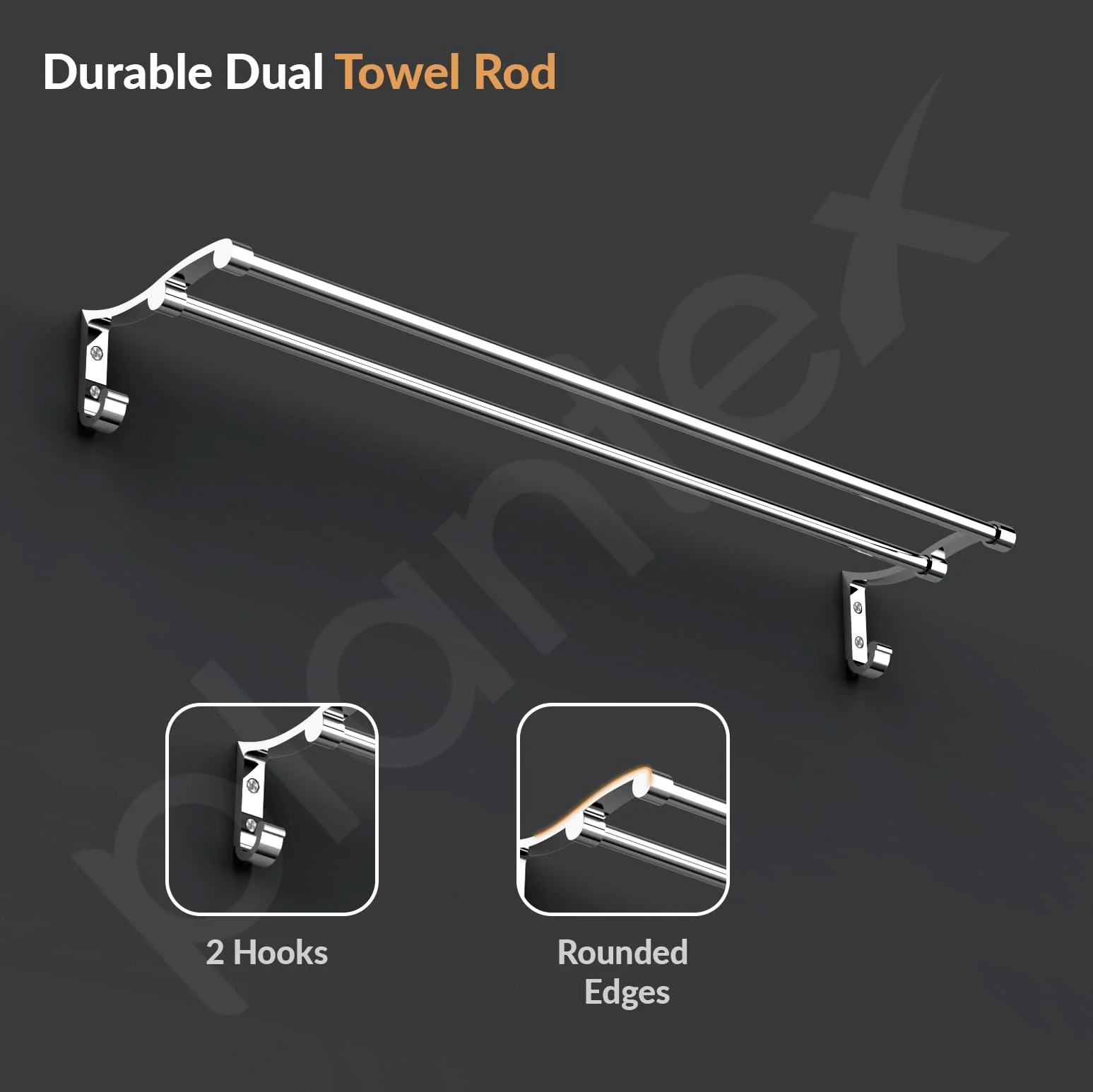 Plantex Stainless Steel Dual Towel Rod for Bathroom/Towel Holder/Bathroom Towel Hanger for Wall/Bathroom Accessories - 24 Inch (Chrome) - Image 7