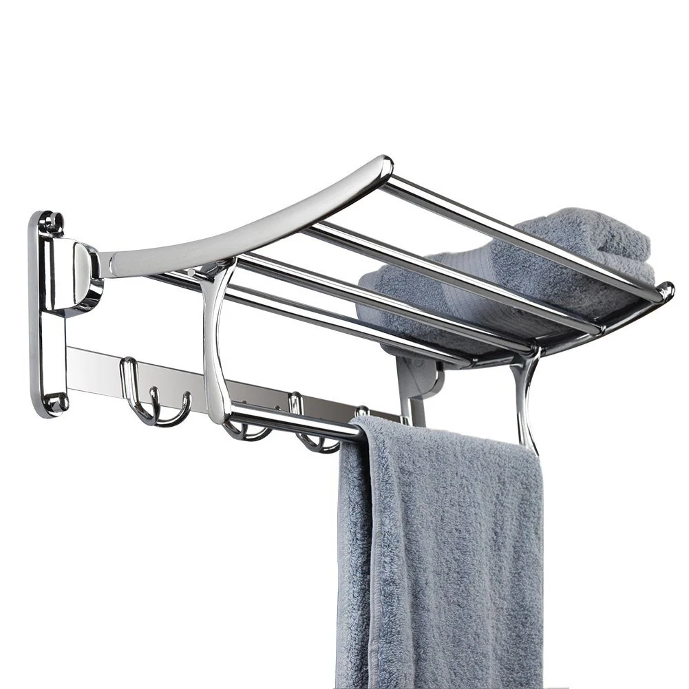 Plantex Stainless Steel Folding Towel Rack for Bathroom/Towel Stand/Hanger/Bathroom Accessories (24 Inch) - Pack of 3 - Image 3