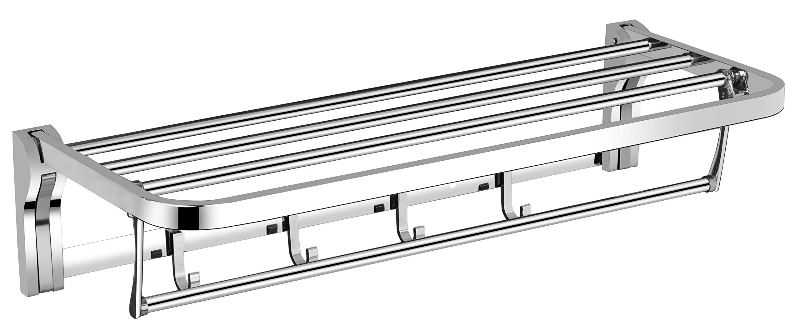 Plantex Stainless Steel Folding Towel Rack/Towel Rod with Hooks for Bathroom/Towel Stand/Towel Hanger/Bathroom Accessories (24-inch) Chrome - Image 7