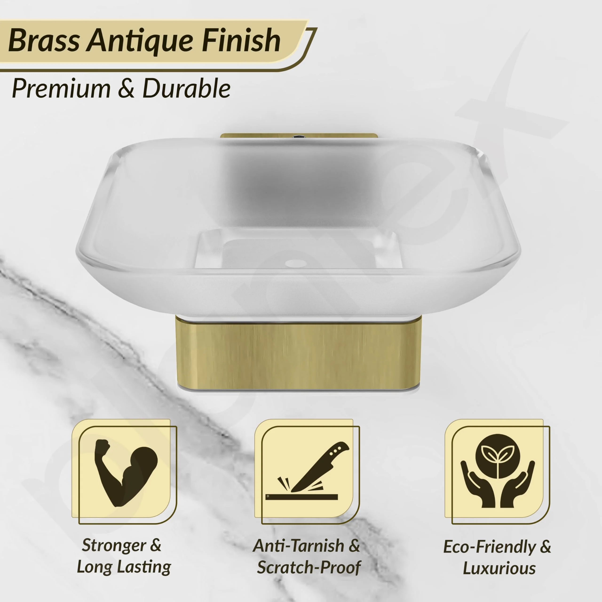 Plantex Stainless Steel Glass Soap Dish for Bathroom/Soap Holder/Soap Case/Soap Stand for Kitchen/Bathroom Accessories - Aqua (Brass Antique) - Image 5