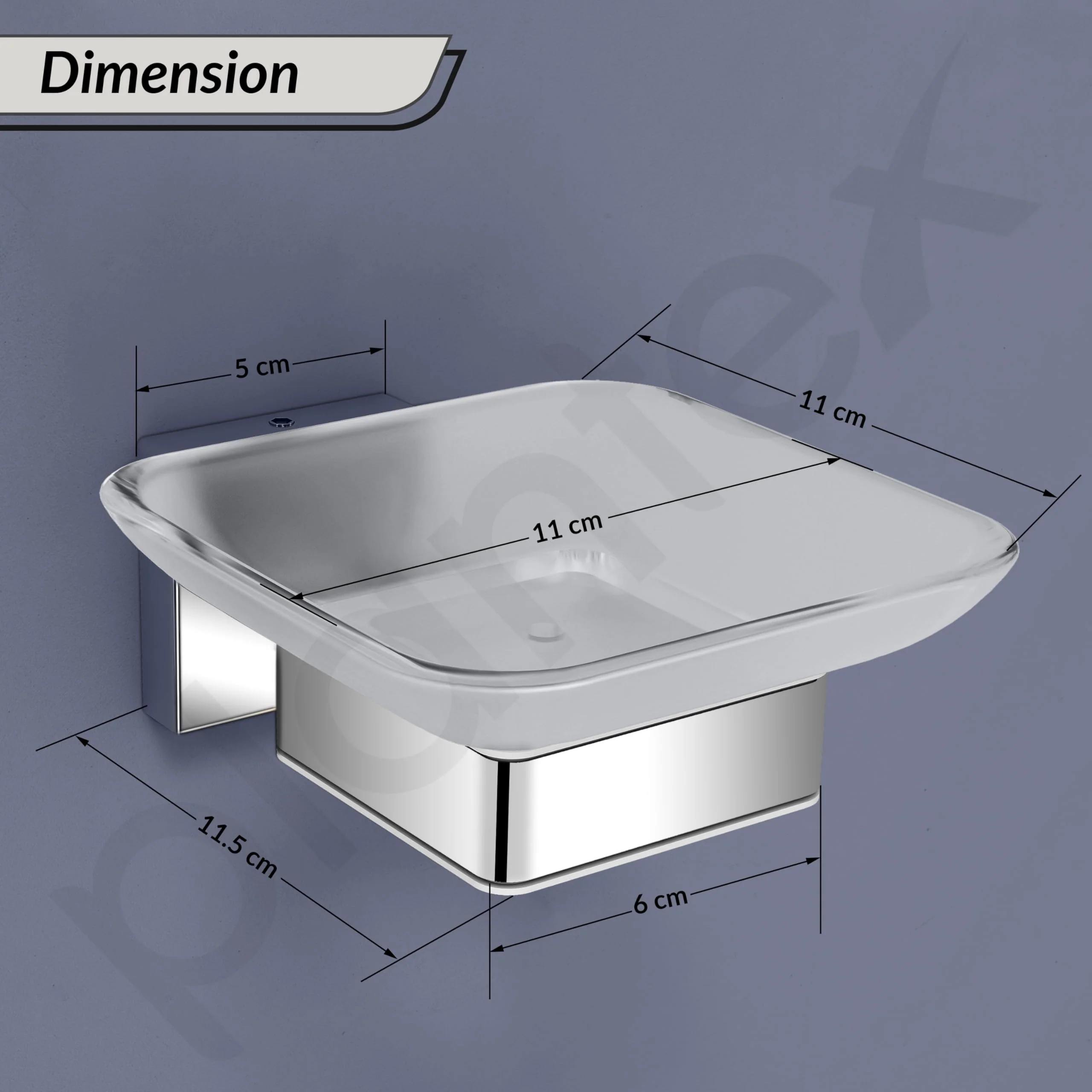 Plantex Stainless Steel Glass Soap Holder for Bathroom/Soap Dish/Soap Case/Soap Stand for Kitchen/Bathroom Accessories - Pack of 1 (Aqua, Chrome) - Image 4