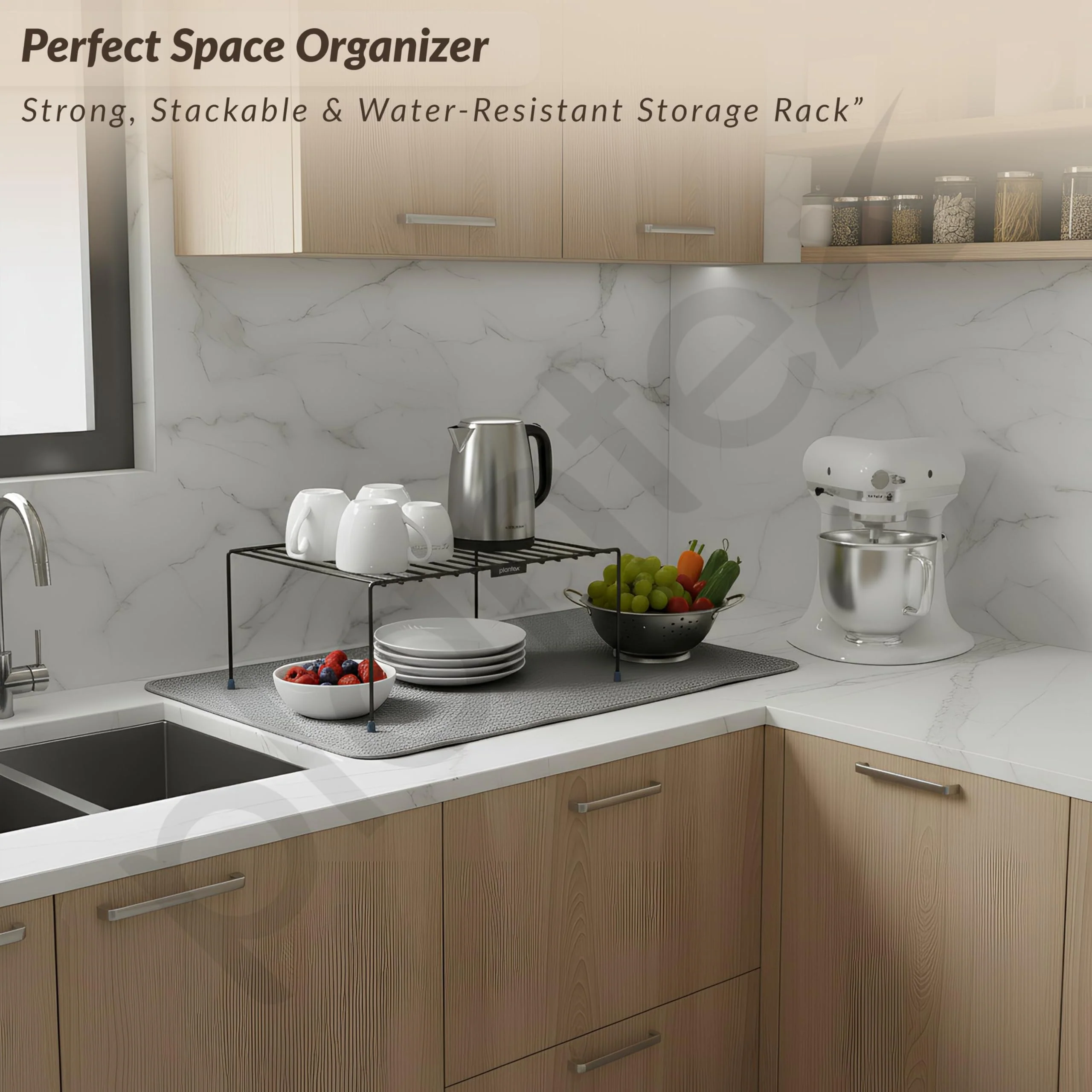 Plantex Stainless Steel Kitchen Storage Rack/Plate Storage Stand/Kitchen Cabinet Organizer/Dish Rack (Black) - Image 6