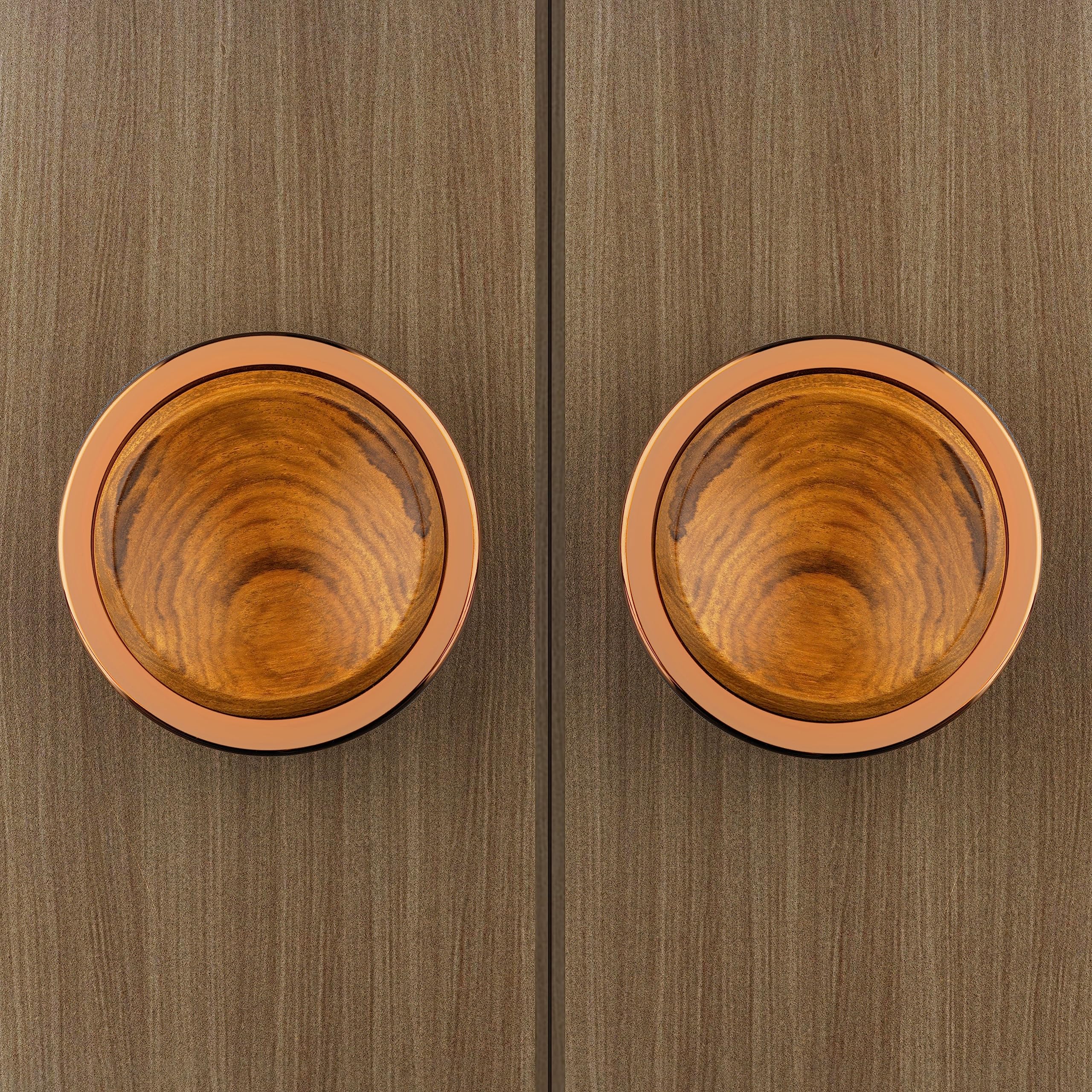 Plantex Stainless Steel Main Door Handle/4-inch Round Shape Door Handle for Main Door/Pull-Push Knob Handle for Wooden & Glass Door (PVD Rose Gold & Wood) - 3 Years Warranty - Image 4