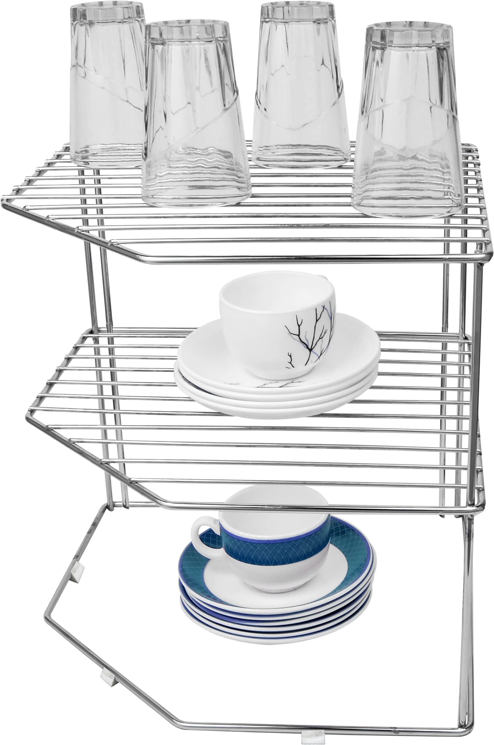 Plantex Stainless Steel Multipurpose 3-Tier Kitchen Corner Rack/Storage Shelf/Dish Rack/Storage Rack for Kitchen (Chrome Finish) - Image 5