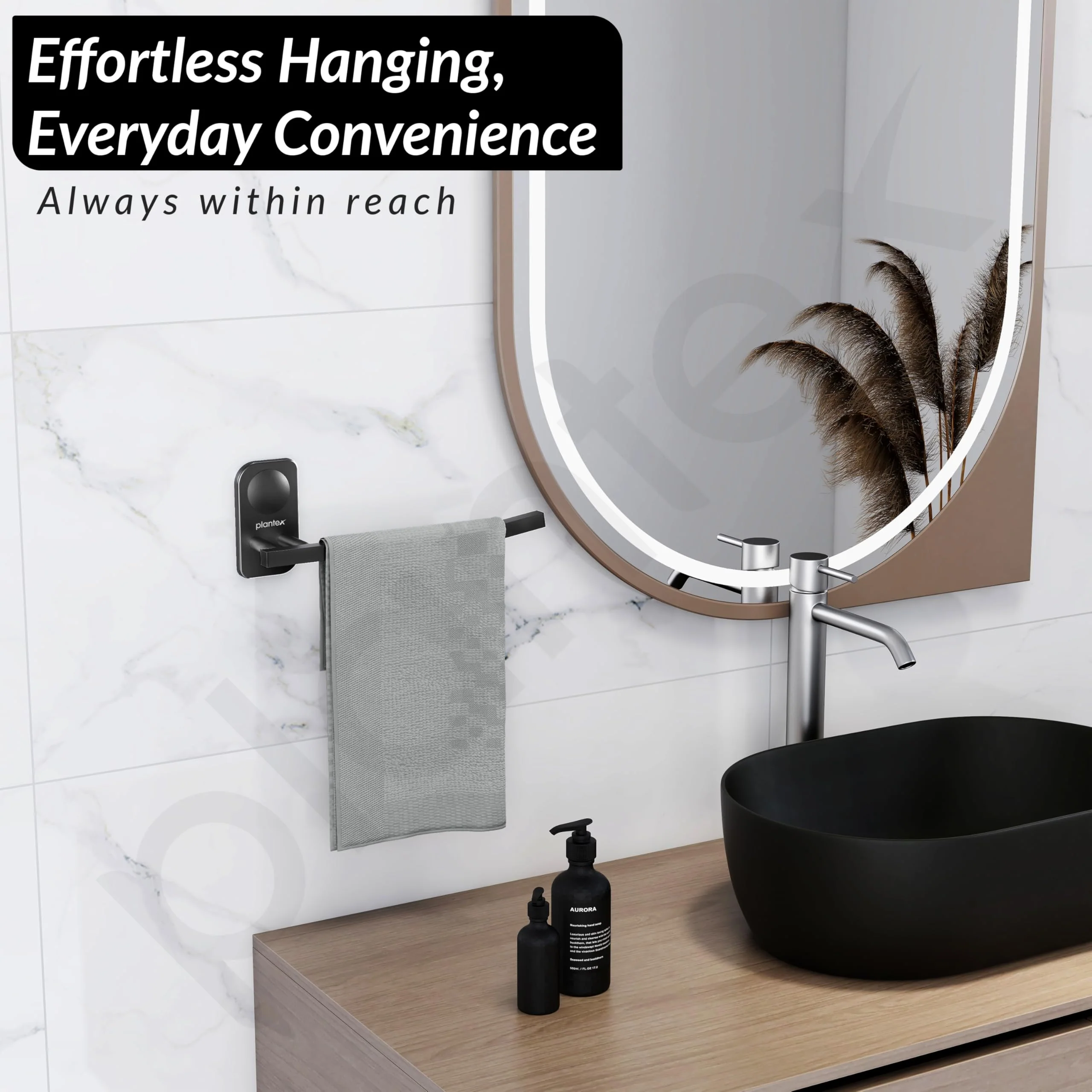 Plantex Stainless Steel Napkin Hanger for Washbasin/Napkin Holder for Bathroom/Towel Ring/Bathroom Accessories - Pack of 1 (Black) - Image 6