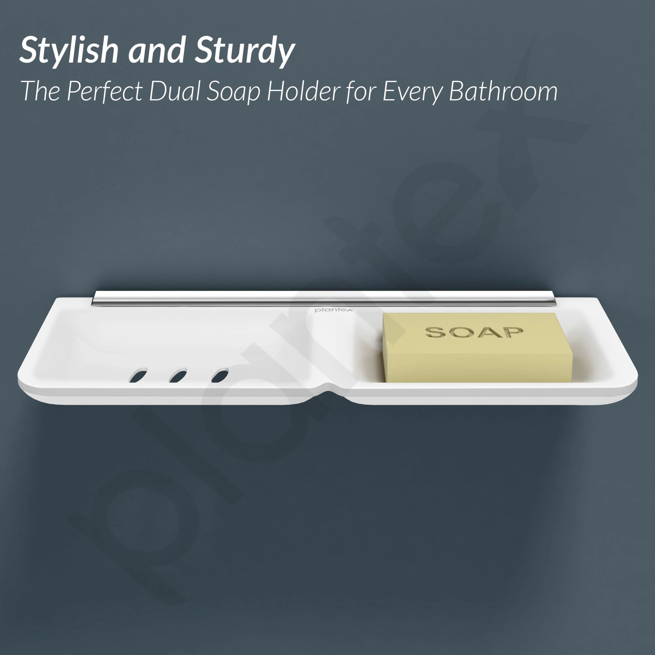 Plantex Stainless Steel Rails Double Soap Holder for Bathroom and Kitchen/Soap Stand/Bathroom Accessories for Home (11 Inch, Acrylic, White) - Image 7