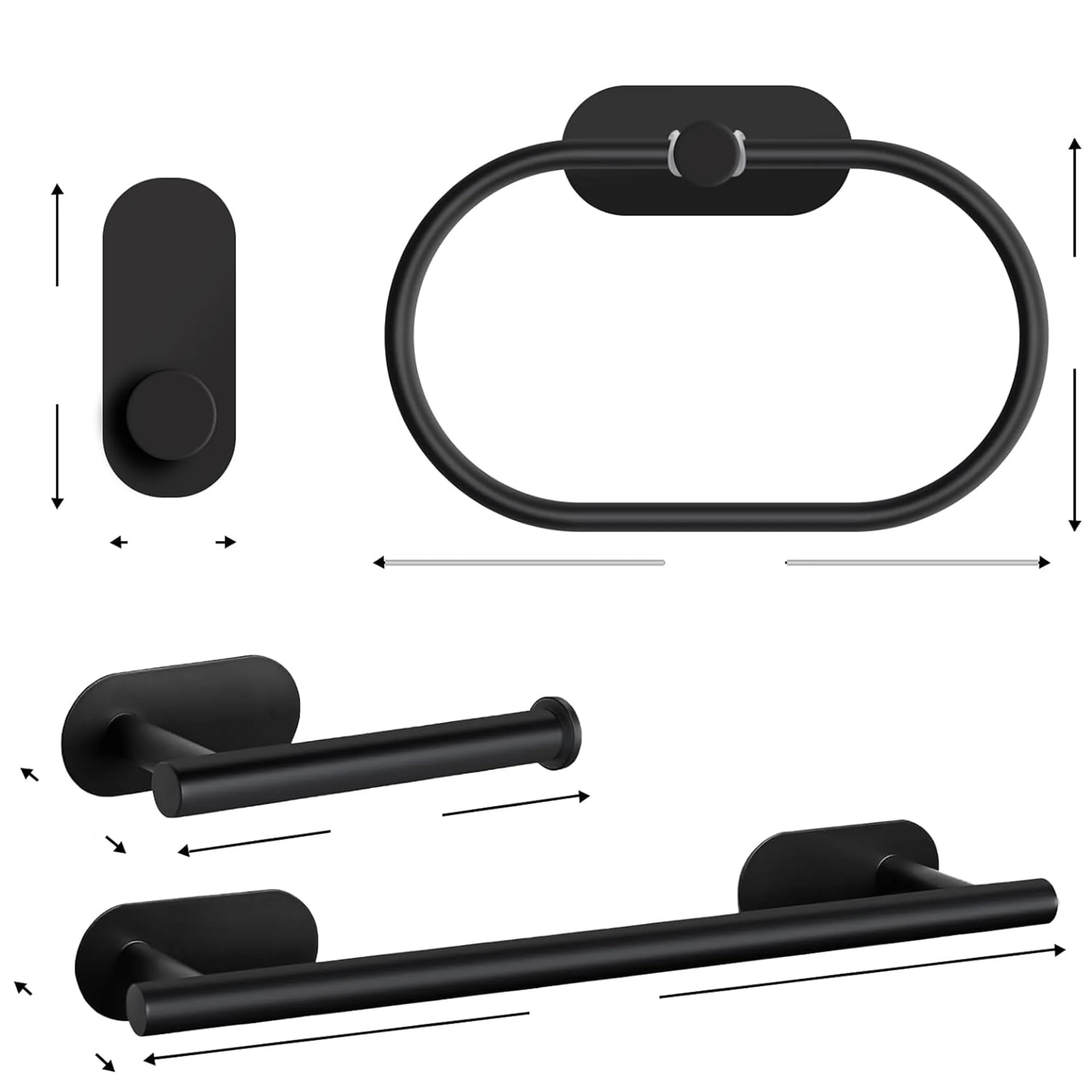 Plantex Stainless Steel Self Adhesive 16 inch Towel Holder/Napkin Holder/Paper Holder/Robe Hook for Bathroom/Bathroom Accessories - Combo -(Black, Pack of 2) - Image 3
