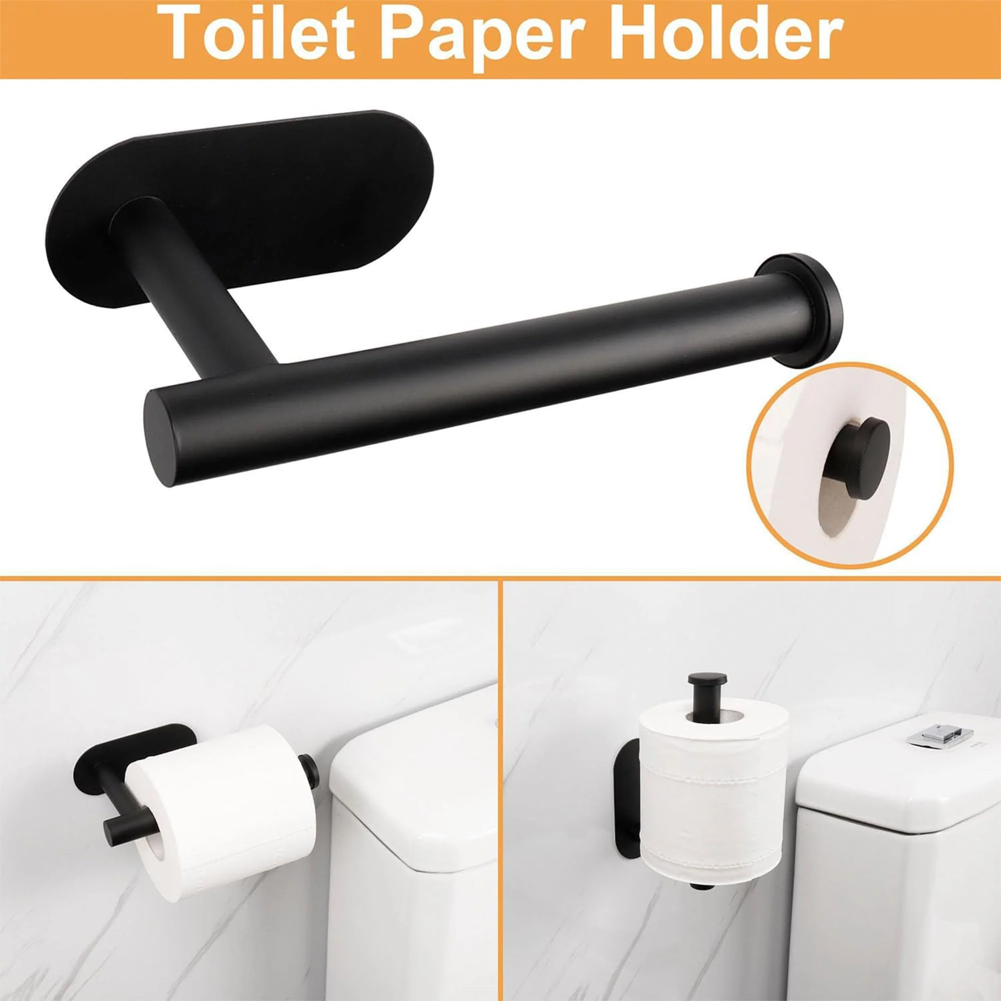 Plantex Stainless Steel Self Adhesive 16 inch Towel Holder/Napkin Holder/Paper Holder/Robe Hook for Bathroom/Bathroom Accessories - Combo -(Black, Pack of 2) - Image 5