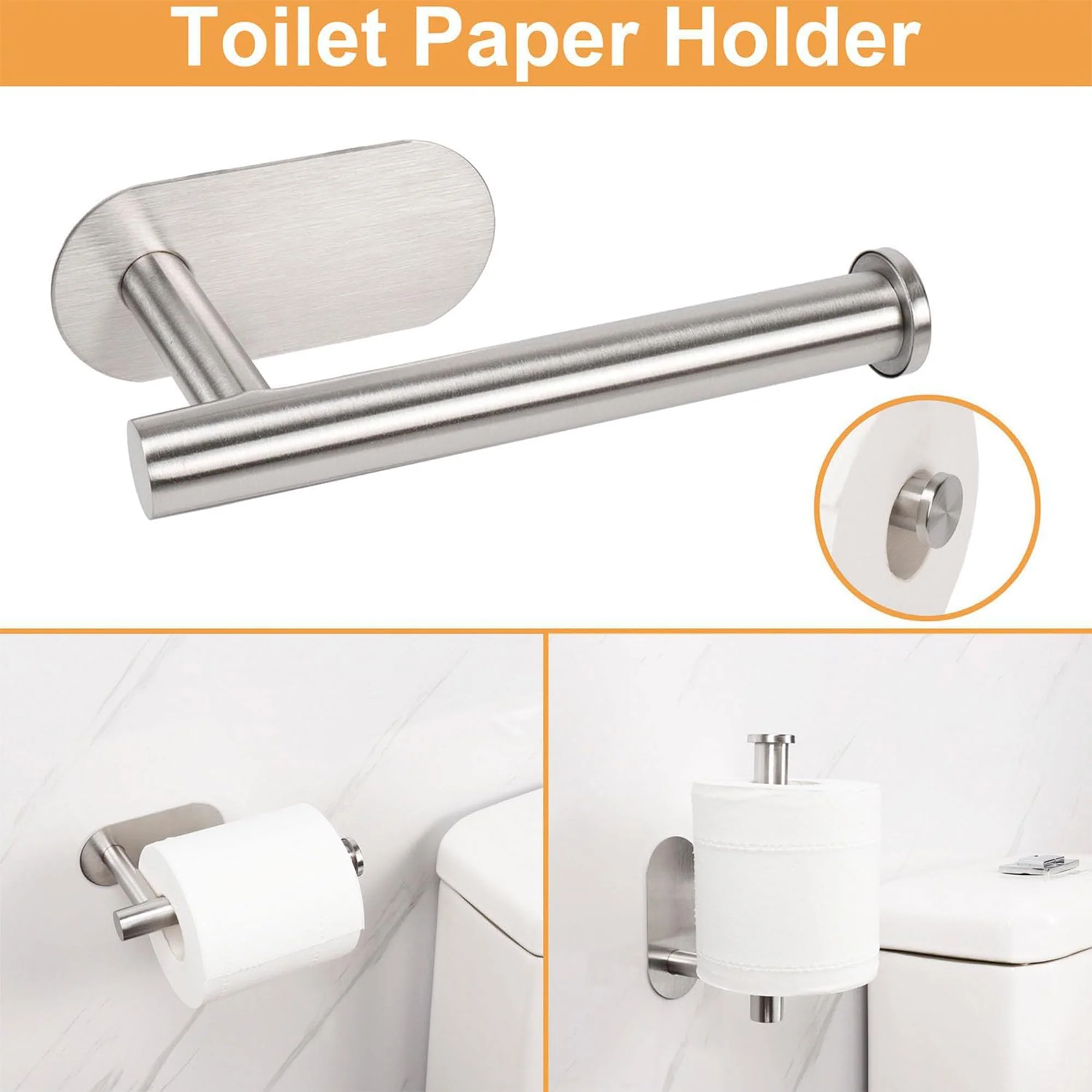 Plantex Stainless Steel Self Adhesive 16 inch Towel Holder/Napkin Holder/Paper Holder/Robe Hook for Bathroom/Bathroom Accessories - Combo -(Matt, Pack of 2) - Image 5