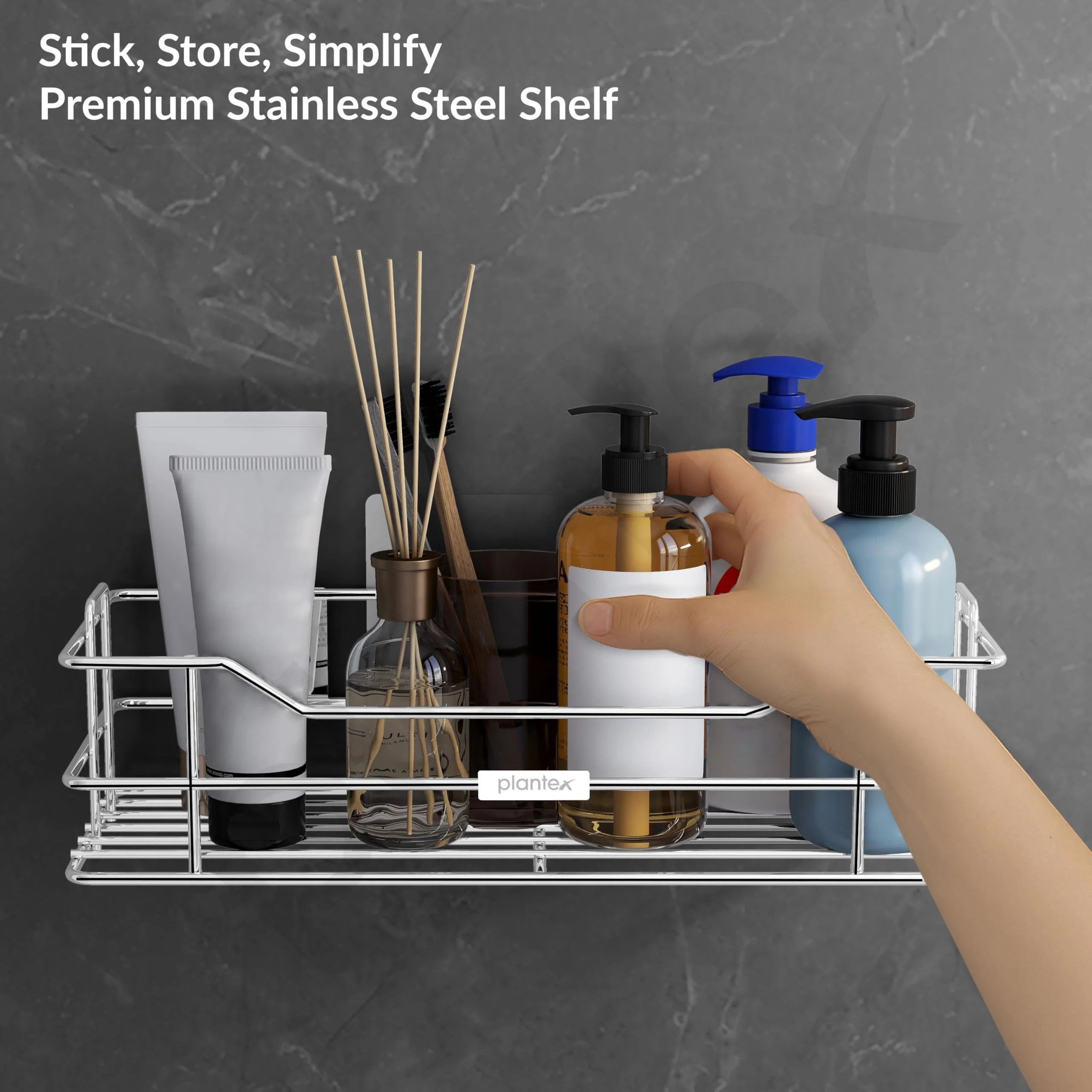 Plantex Stainless Steel Shelf/Rack/Organizer for Bathroom and Kitchen Accessories/Bathroom Shelf for Wall (Chrome-Silver) - Image 5