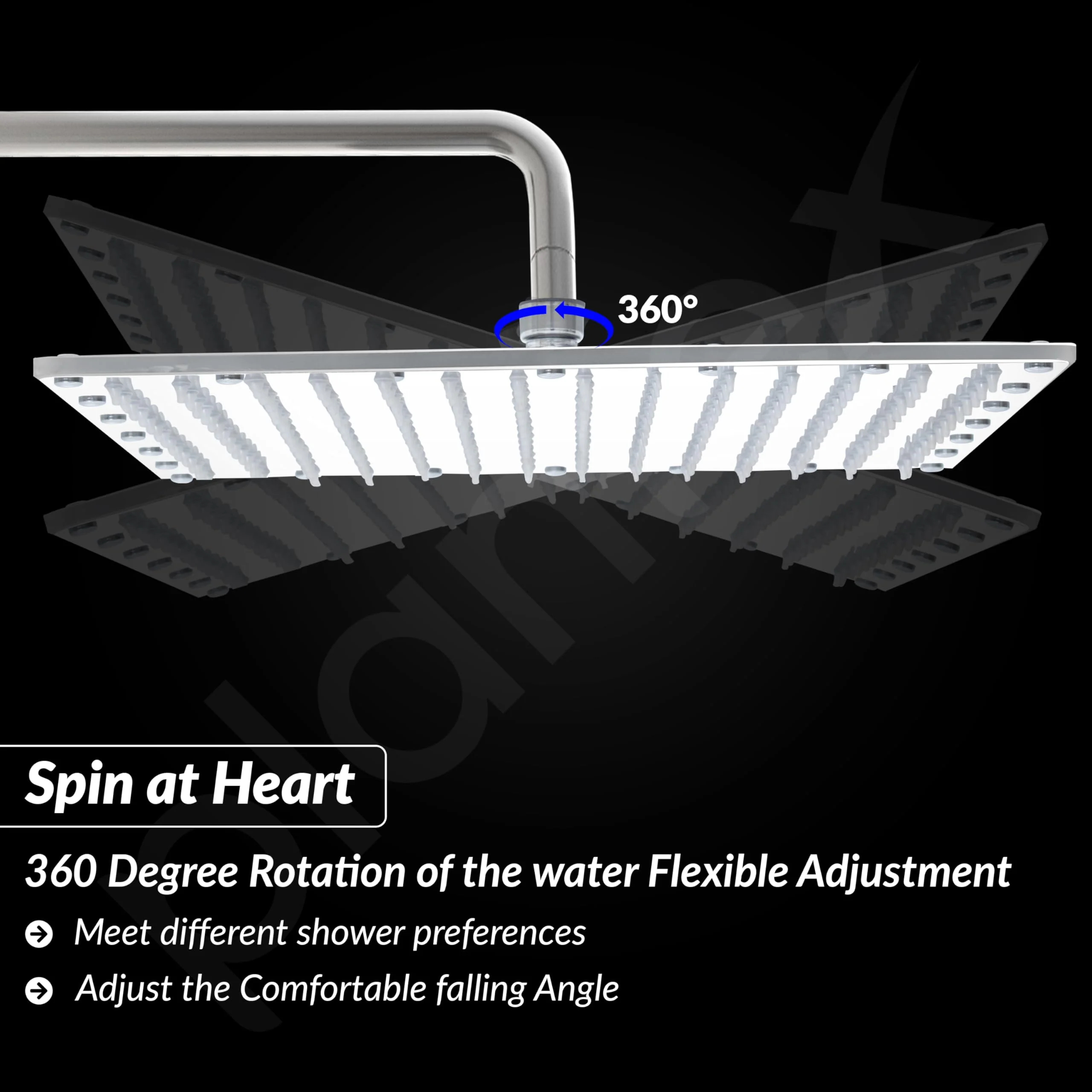 Plantex Stainless Steel Shower head for Bathroom 12 x 12 inch with Water Saving Techonology/Rain Flow Overhead Shower without Arm/Bathroom Shower - (Sandwich-Chrome) - Image 5