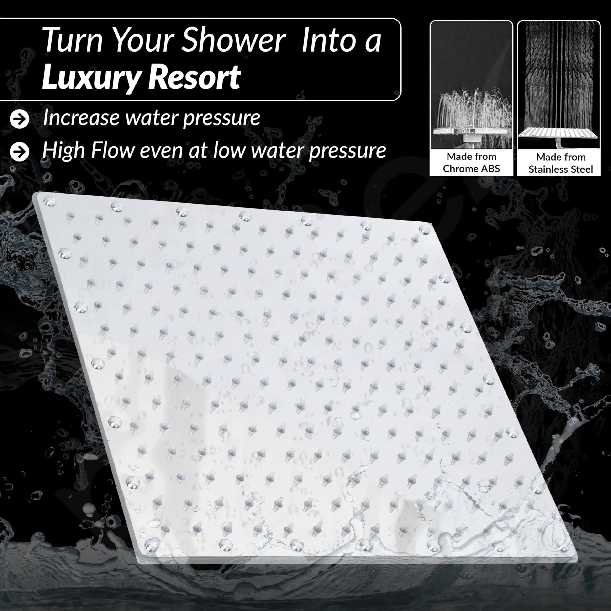 Plantex Stainless Steel Shower head for Bathroom 12 x 12 inch with Water Saving Techonology/Rain Flow Overhead Shower without Arm/Bathroom Shower - (Sandwich-Chrome) - Image 6