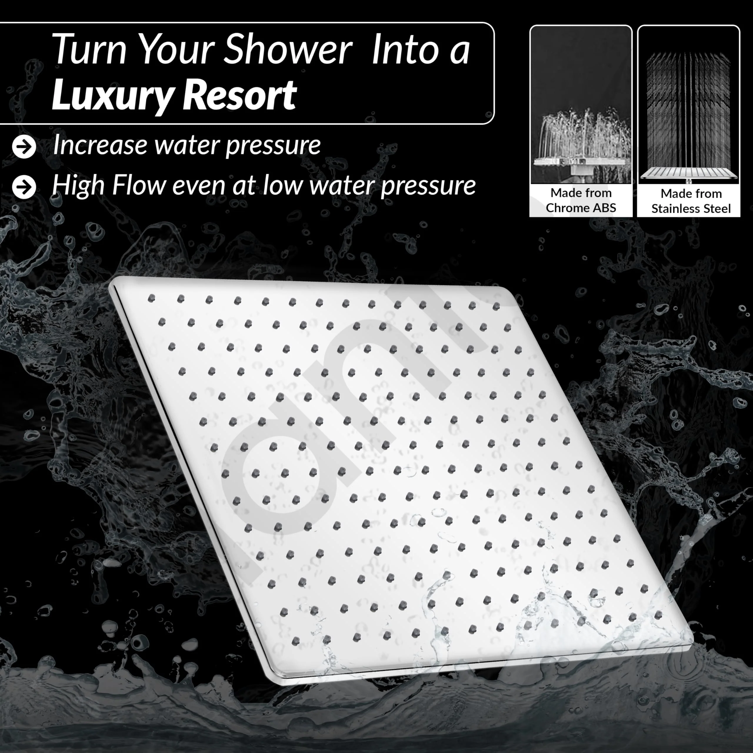 Plantex Stainless Steel Shower head for Bathroom 12 x 12 inch with Water Saving Techonology/Rain Flow Overhead Shower without Arm/Bathroom Showers - (Elegance-Chrome) - Image 6