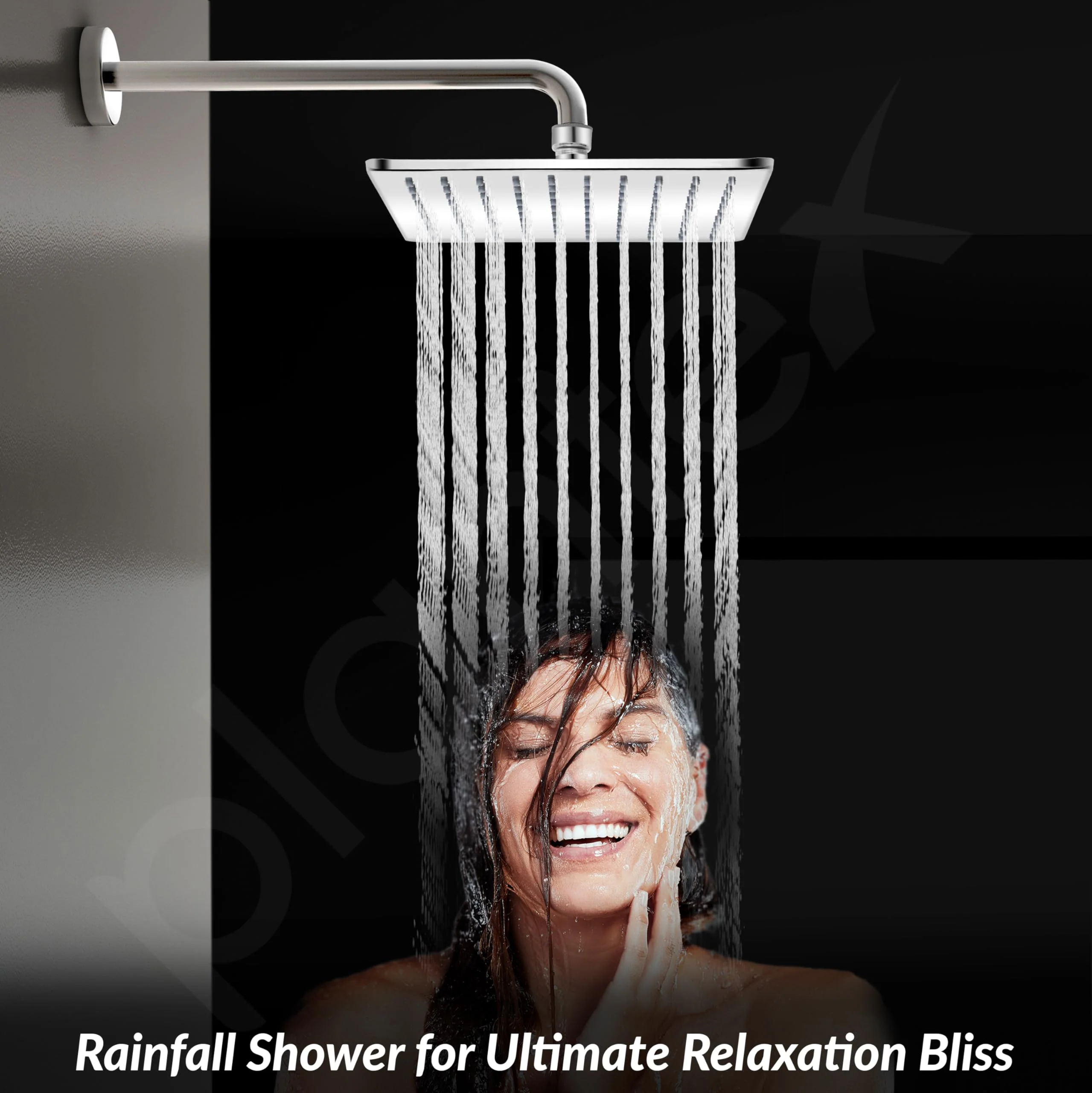 Plantex Stainless Steel Shower Head for Bathroom/8 x 8 inche Square Overhead Shower without Arm/Adjustable Bathroom Shower-(Elegance-Chrome) - Image 2
