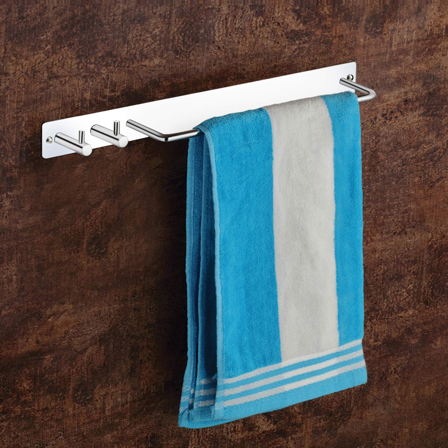 Plantex Stainless Steel Single Towel Rod with Hooks for Bathroom/Towel Stand for Kitchen/Towel Hanger/Hook Rail/Bathroom Accessories (Chrome) - Image 6