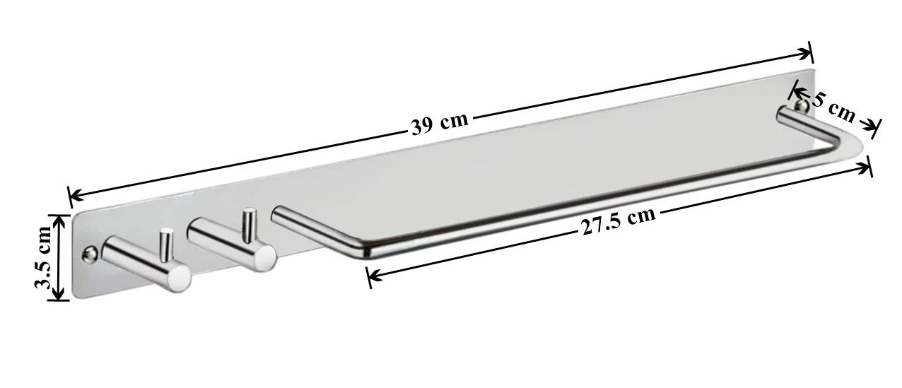 Plantex Stainless Steel Single Towel Rod with Hooks for Bathroom/Towel Stand for Kitchen/Towel Hanger/Hook Rail/Bathroom Accessories (Matt Finish) - Image 2