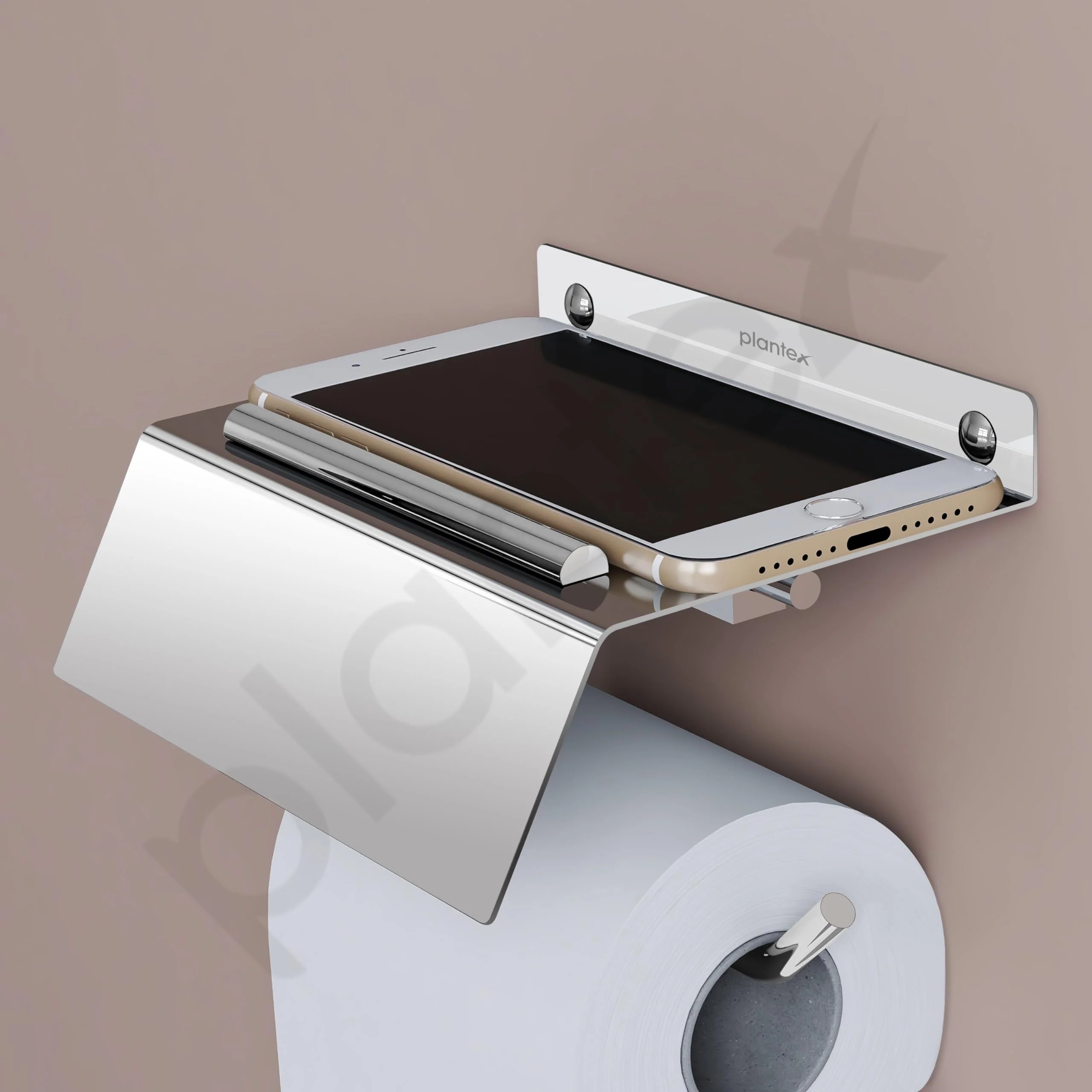Plantex Stainless Steel Toilet Paper Holder/Toilet Paper Roll Holder/Tissue Paper Roll Holder with Mobile Stand for Bathroom Accessories - (Chrome) - Image 5