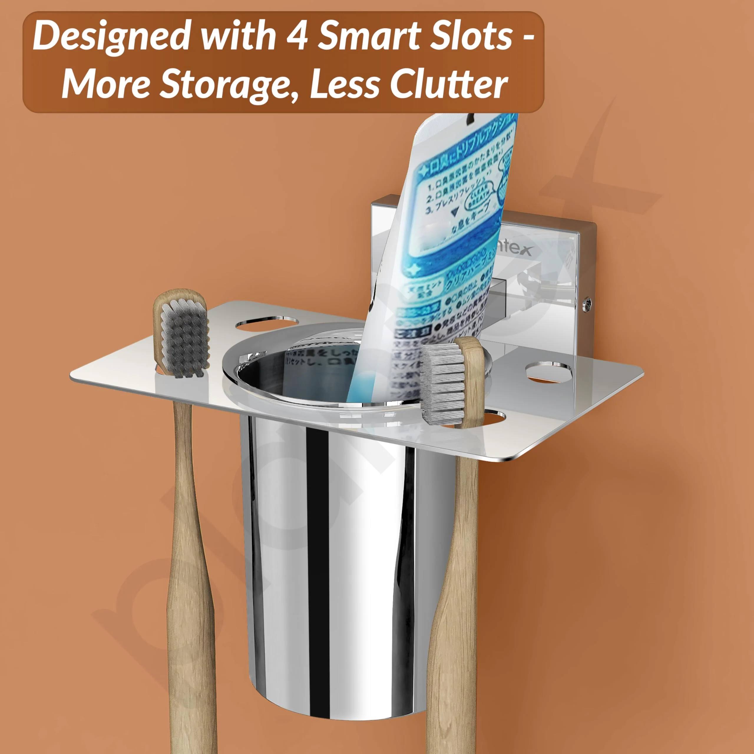Plantex Stainless Steel Tooth Brush Holder for Bathroom/Tumbler Holder/Bathroom Accessories - Nexa (Chrome) - Image 7