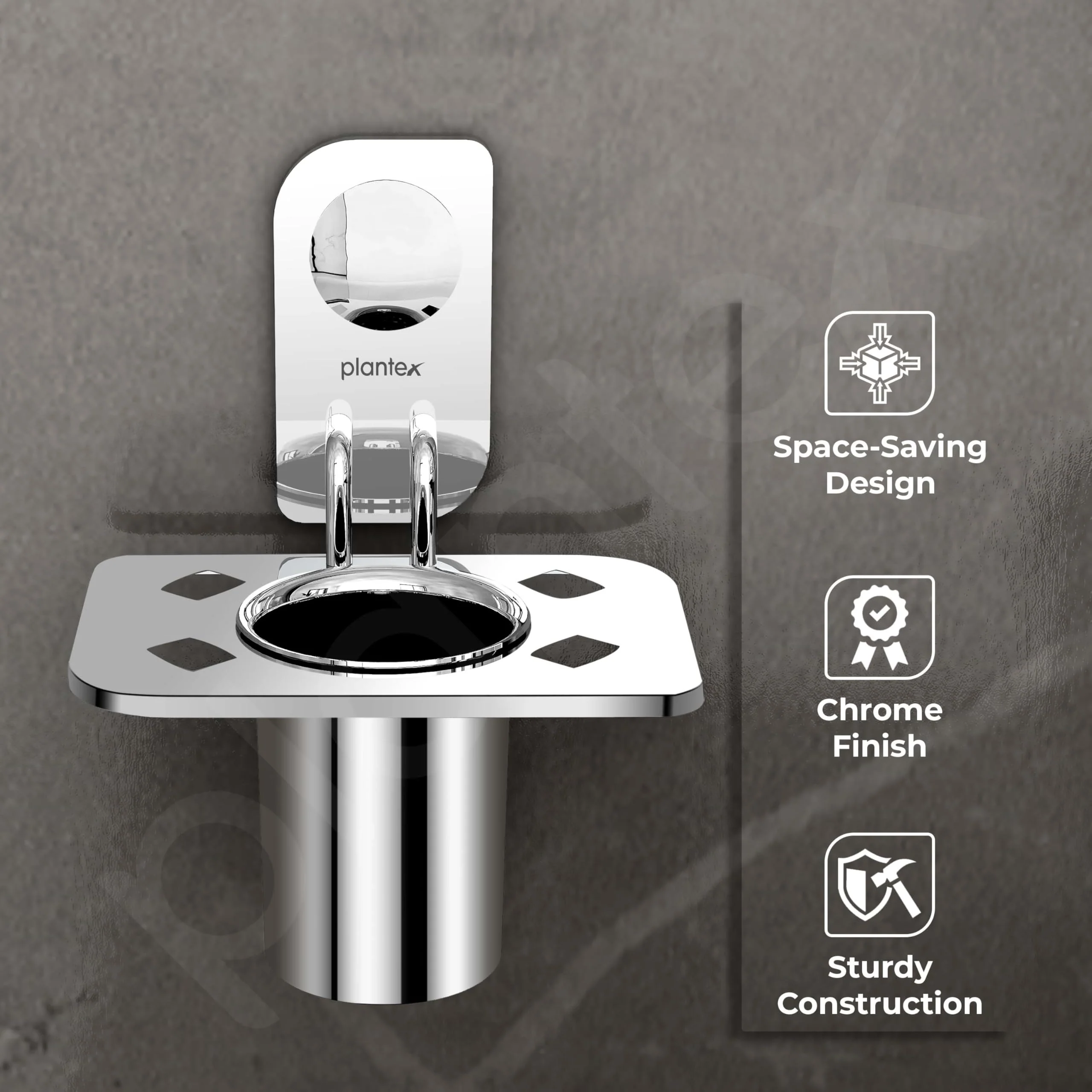 Plantex Stainless Steel Tooth Brush Holder/Tumbler Holder/Bathroom Accessories - (Dream - Chrome) - Image 2