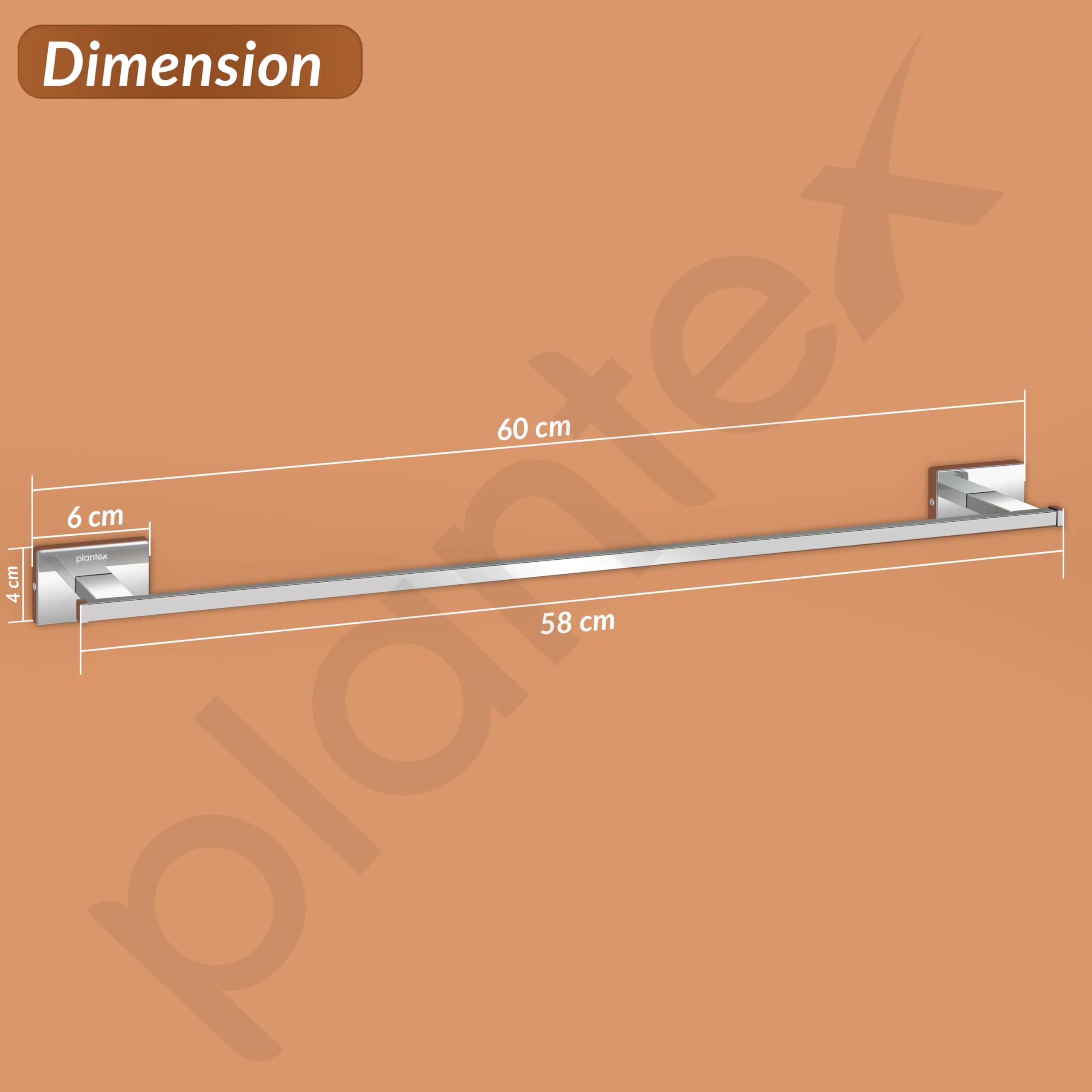 Plantex Stainless Steel Towel Hanger for Bathroom/Single Towel Rod/Towel Bar/Towel Hanger/Bathroom Accessories - Nexa (Chrome) 24 Inch - Image 2