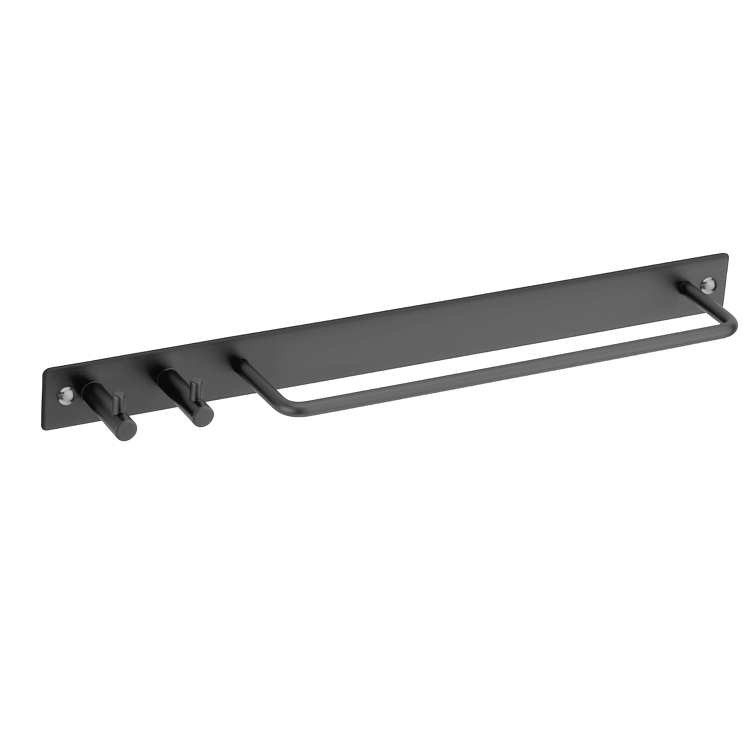 Plantex Stainless Steel Towel Hanger with Hooks/Towel Holder for Bathroom/Towel Rod/Bathroom Accessories (Matt Black) - Image 3