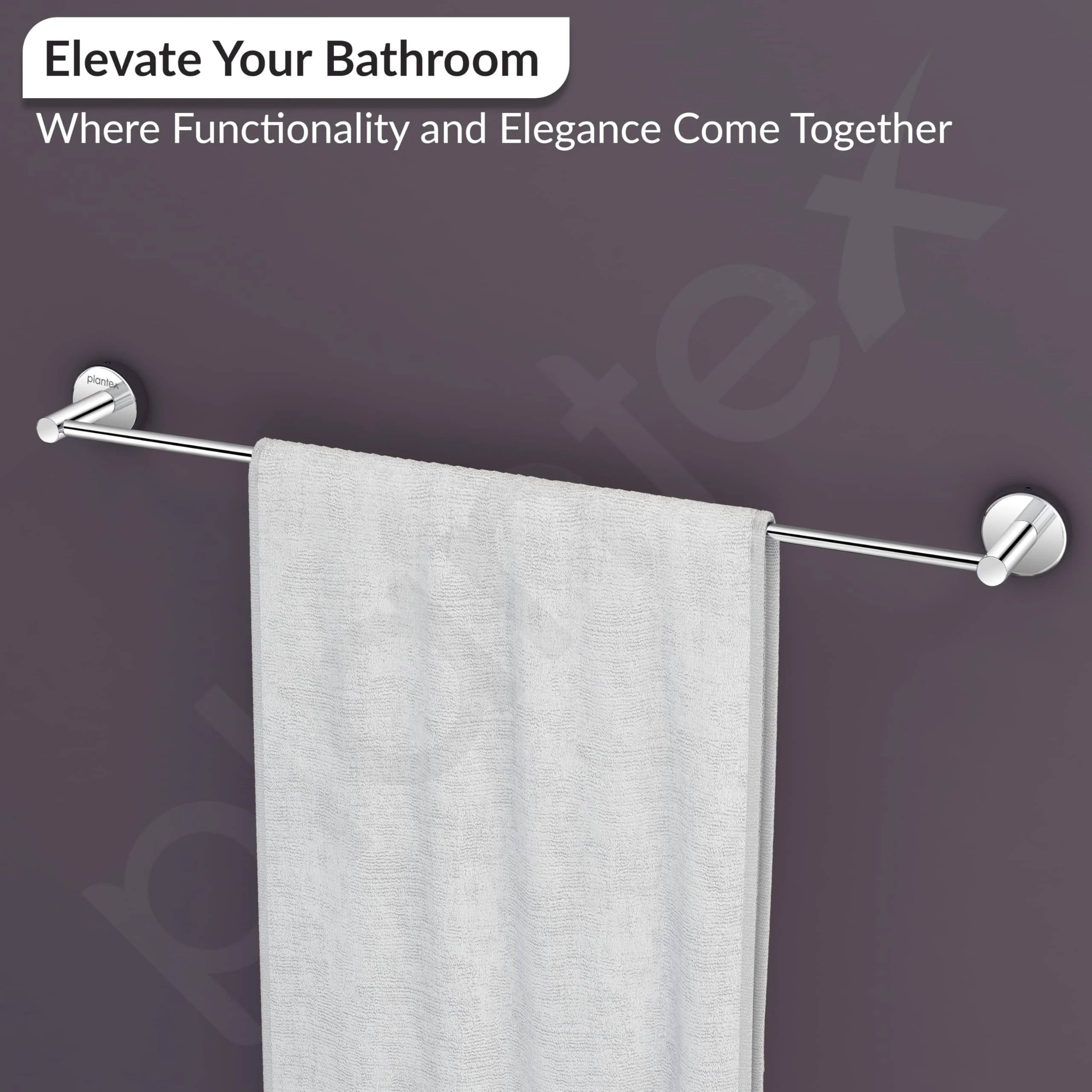 Plantex Stainless Steel Towel Holder for Bathroom/24 Inch Single Towel Rod/Towel Hanger/Stand/Bathroom Accessories - Pack of 1 (Chrome) - Image 7