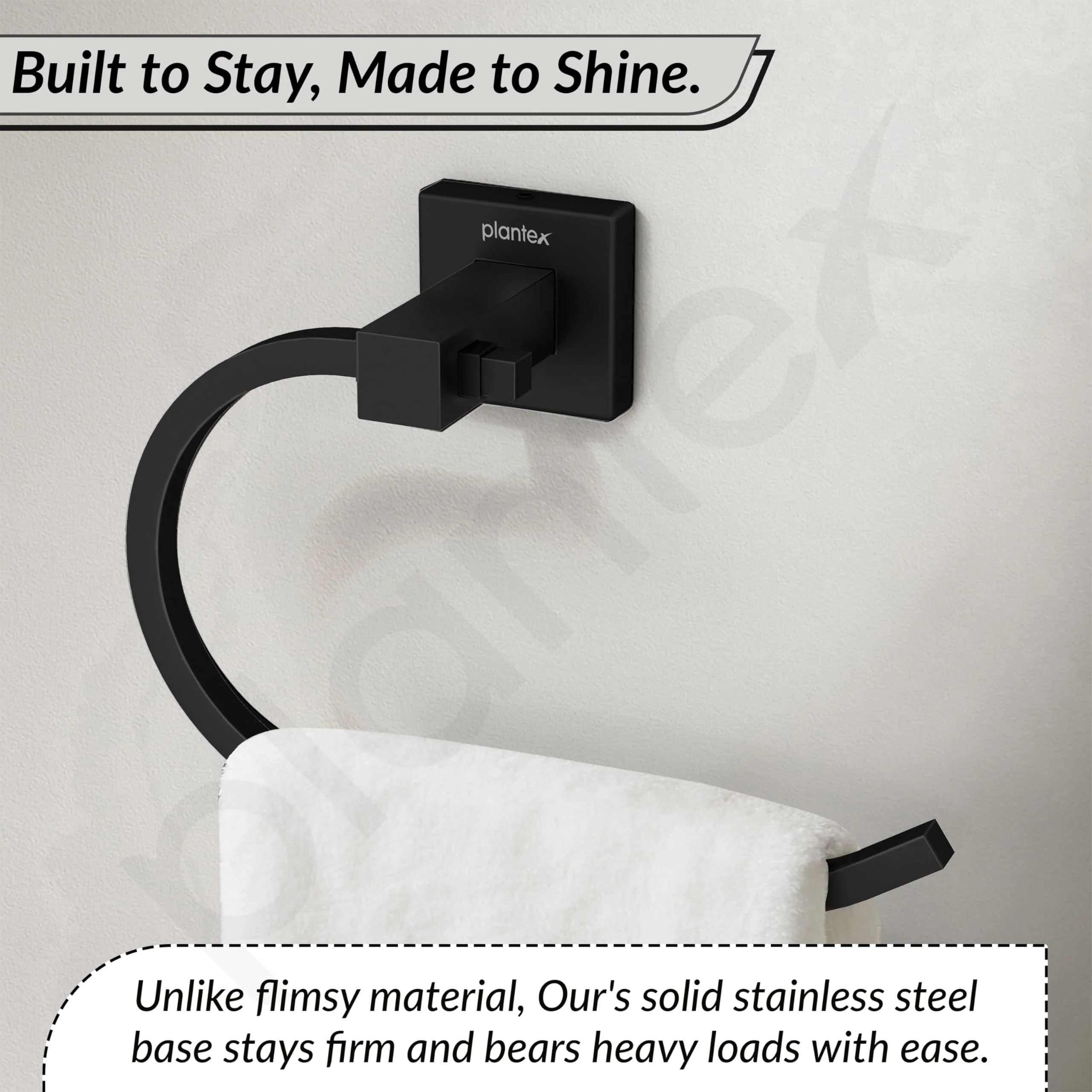 Plantex Stainless Steel Towel Holder for Bathroom/Towel Ring Holder/Napkin Holder for Washbasin/Napkin Ring/Bathroom Accessories – Pack of 1, Aqua (Black) - Image 5