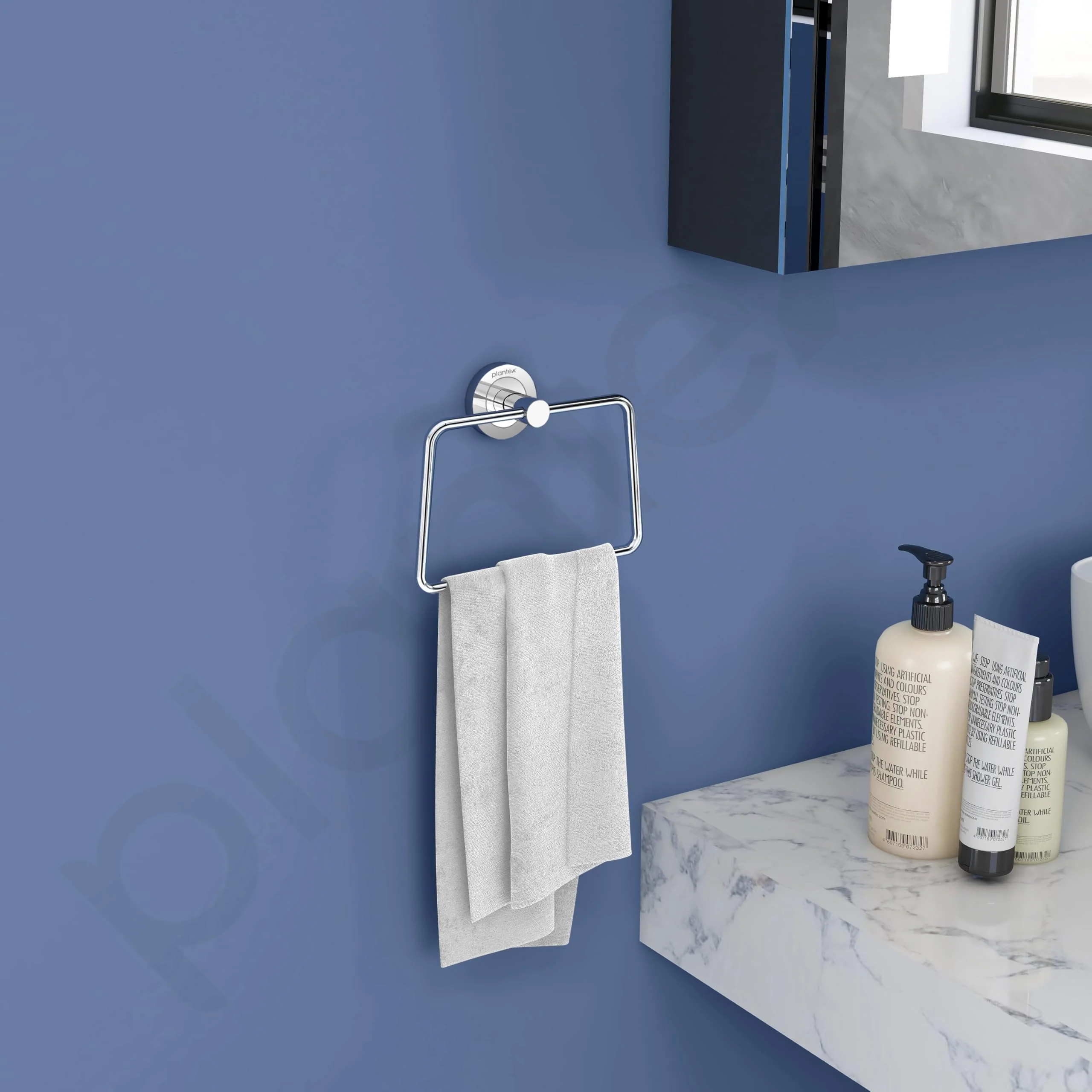 Plantex Stainless Steel Towel Ring for Wash Basin/Towel Hanger for Bathroom/Napkin Hanger/Napkin Ring/Bathroom Accessories (Chrome - Trapezium) - Image 2