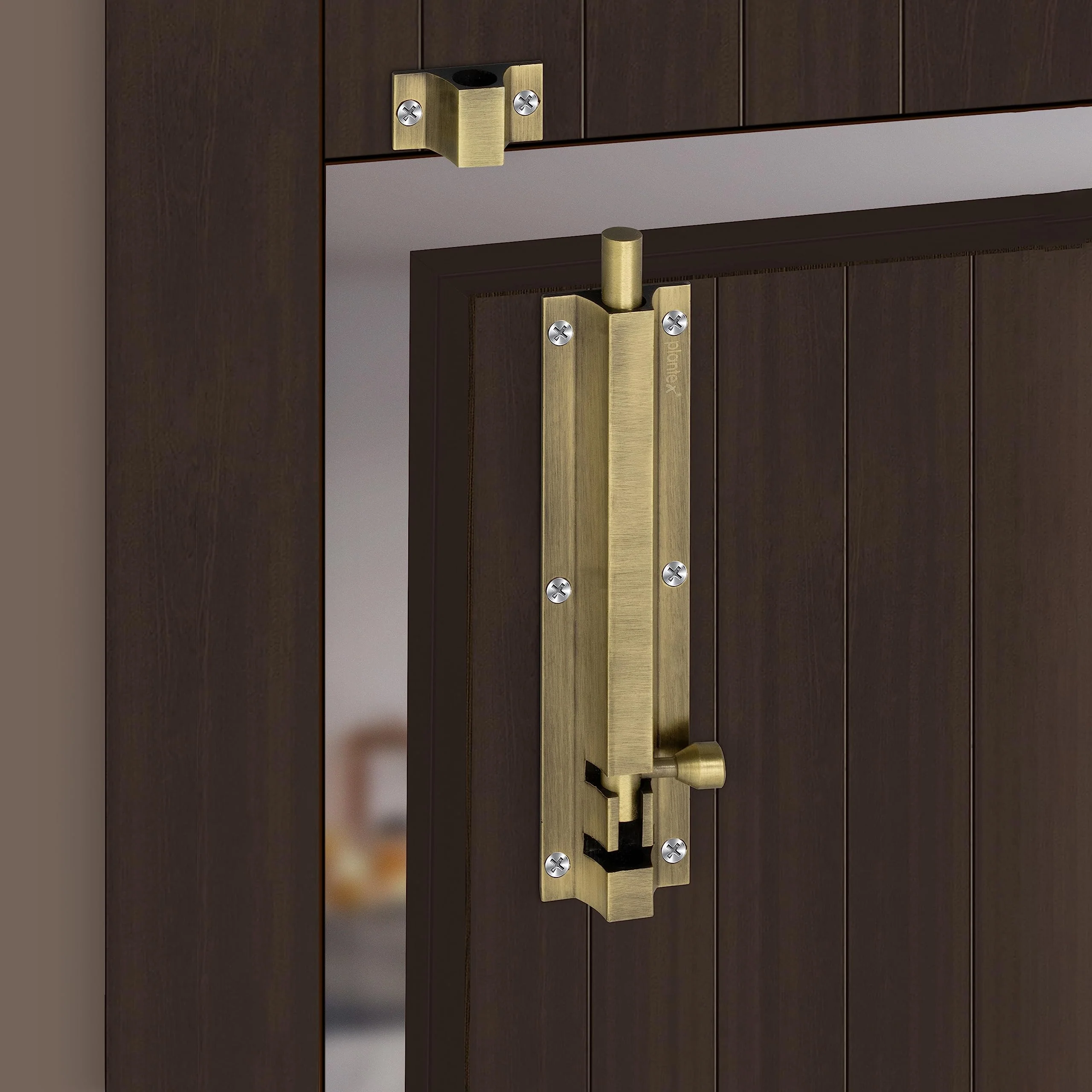 Plantex Stainless Steel Tower Bolt 8 inch/Tower Bolt for Home,Offices Doors and Windows/Tower Bolt for Main Door/Door Latch/Kundi/Chitakini/Door Latch for Windows (Brass Antique, Pack of 1) - Image 5